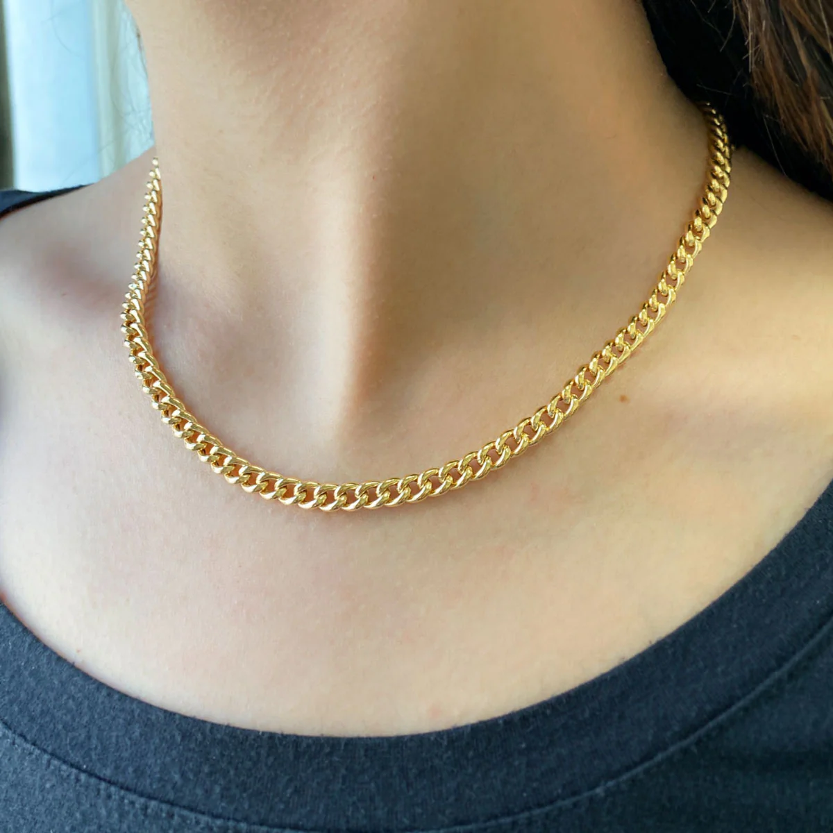 14K Grand Cuban Curb Link Necklace - Image 7