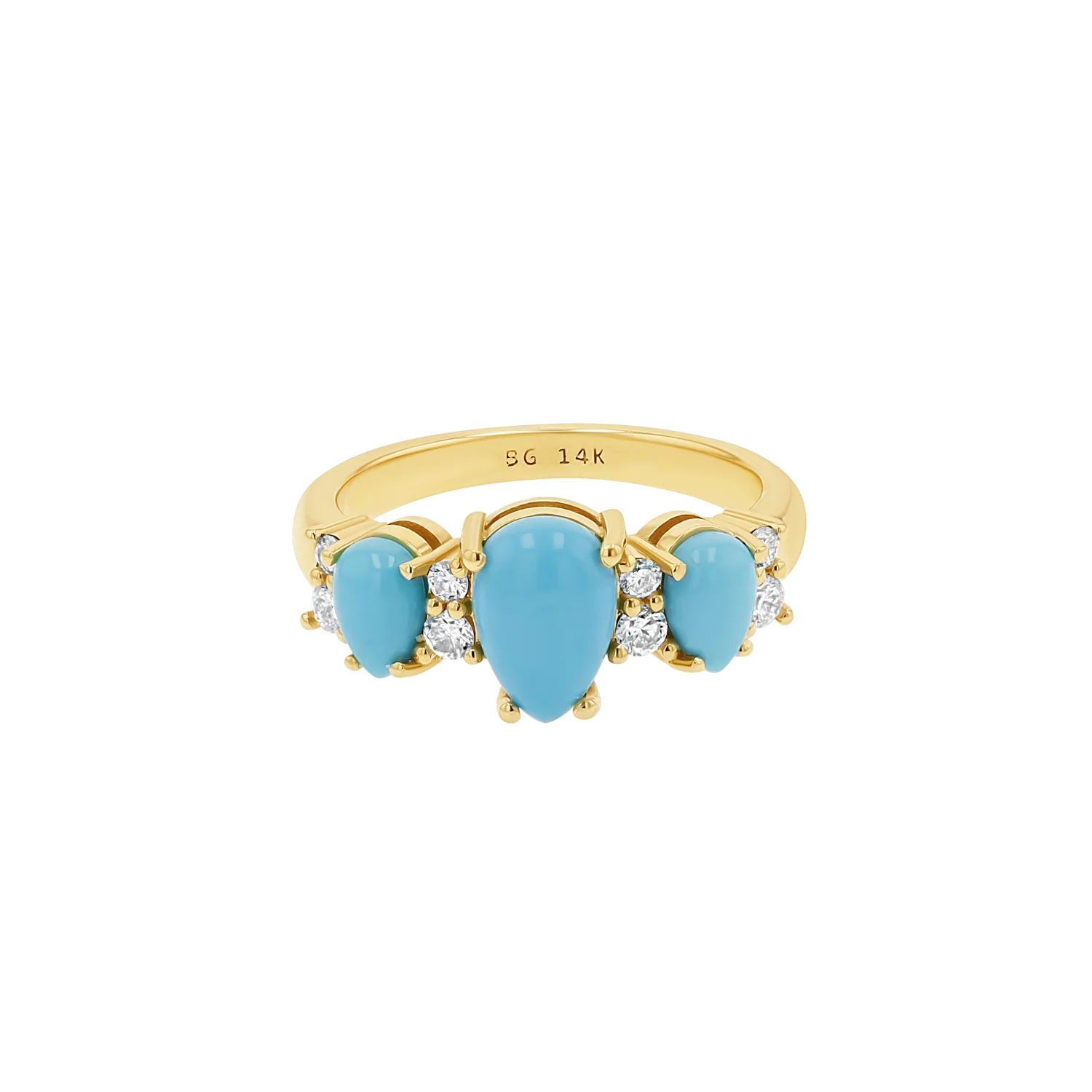 Three Stone Turquoise & Diamond Ring - Image 4