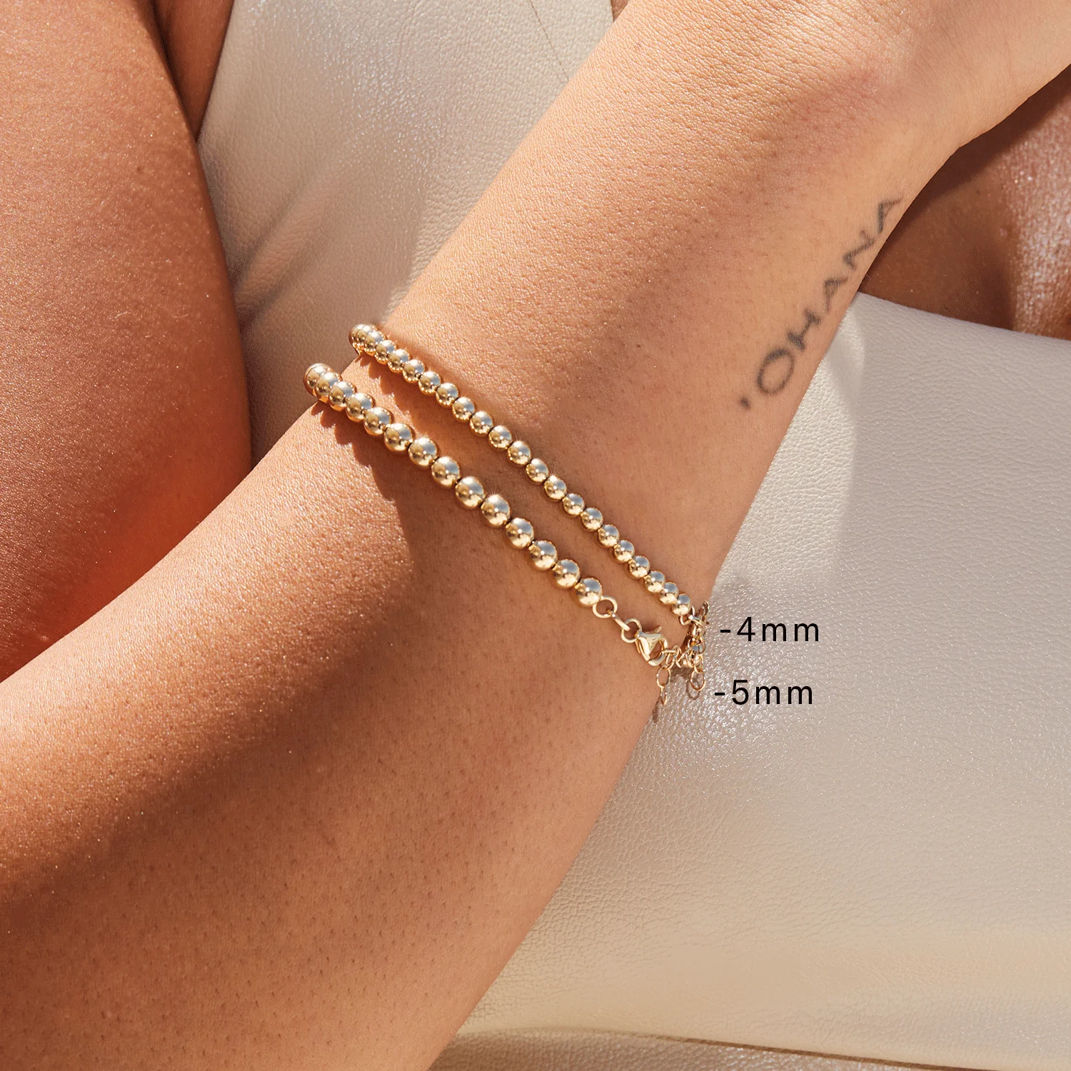 14K Gold 5mm Ball Bead Bracelet - Image 2