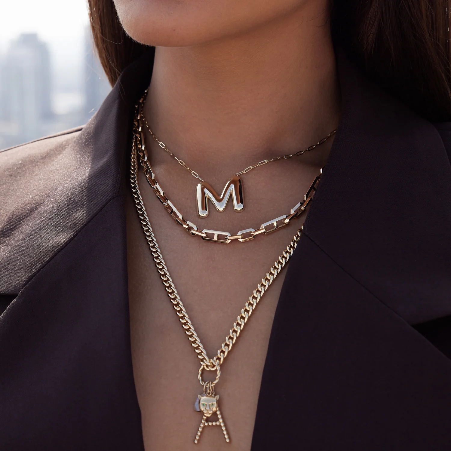 Beveled Link Statement Chain Necklace - Image 5