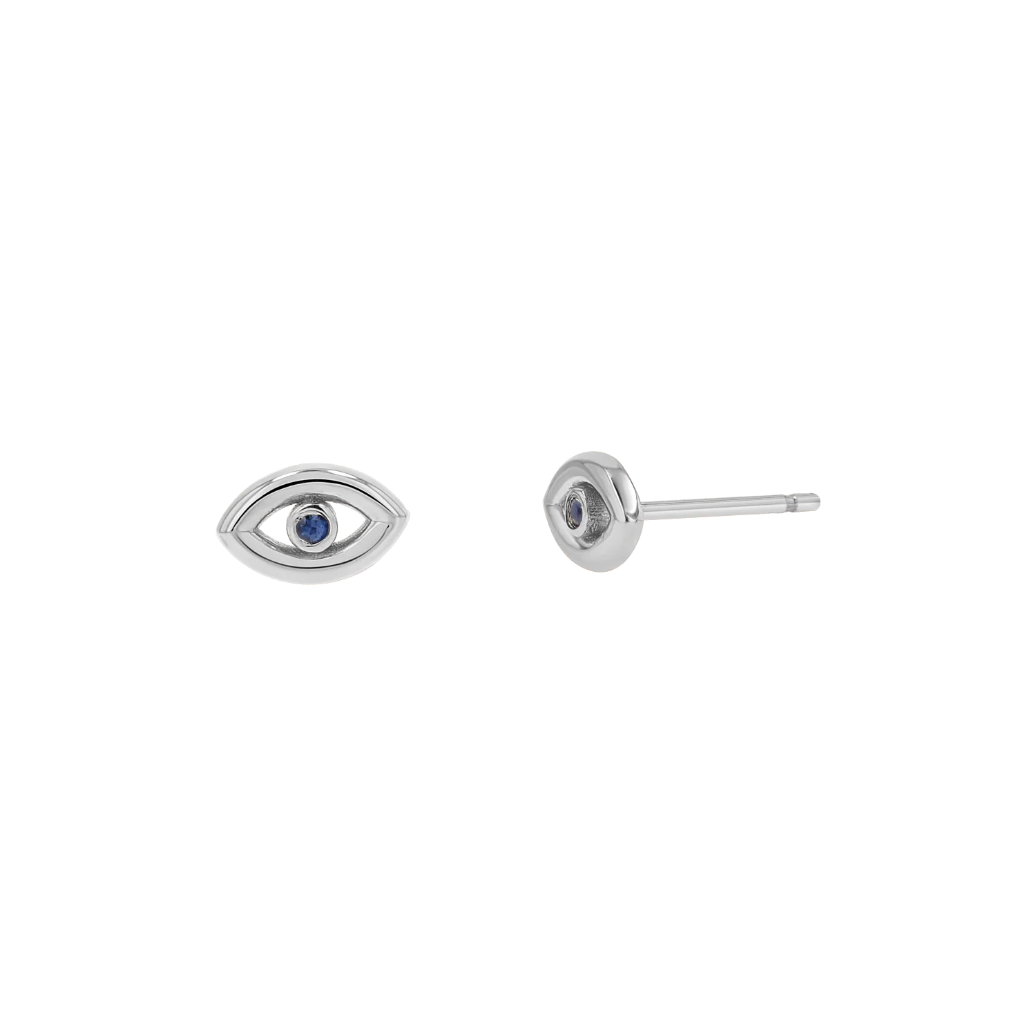Bezel Set Evil Eye Stud Earrings - Image 8
