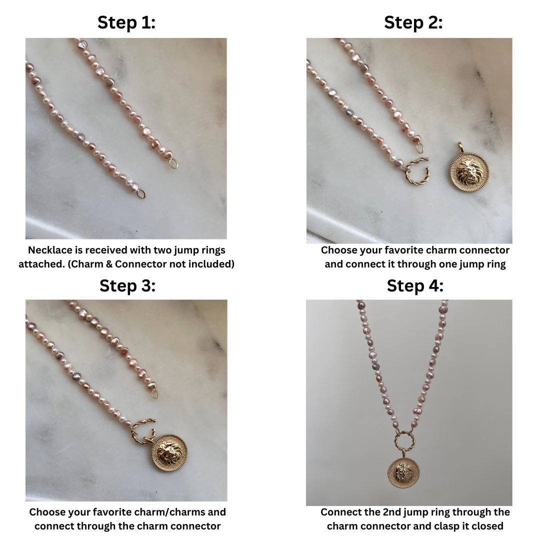 Blush and White Pearl Connector Necklace - Image 8