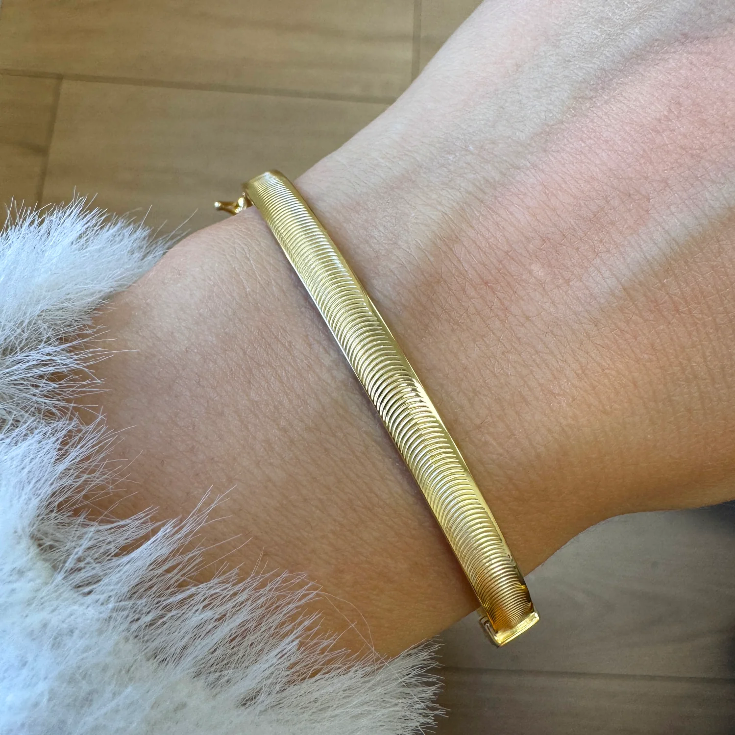 Wide Crescent Cut Bangle (5mm) - Image 3