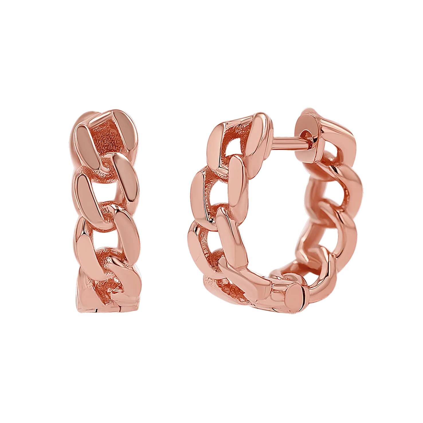 Cuban Link Huggies Hoop Earrings - Image 3
