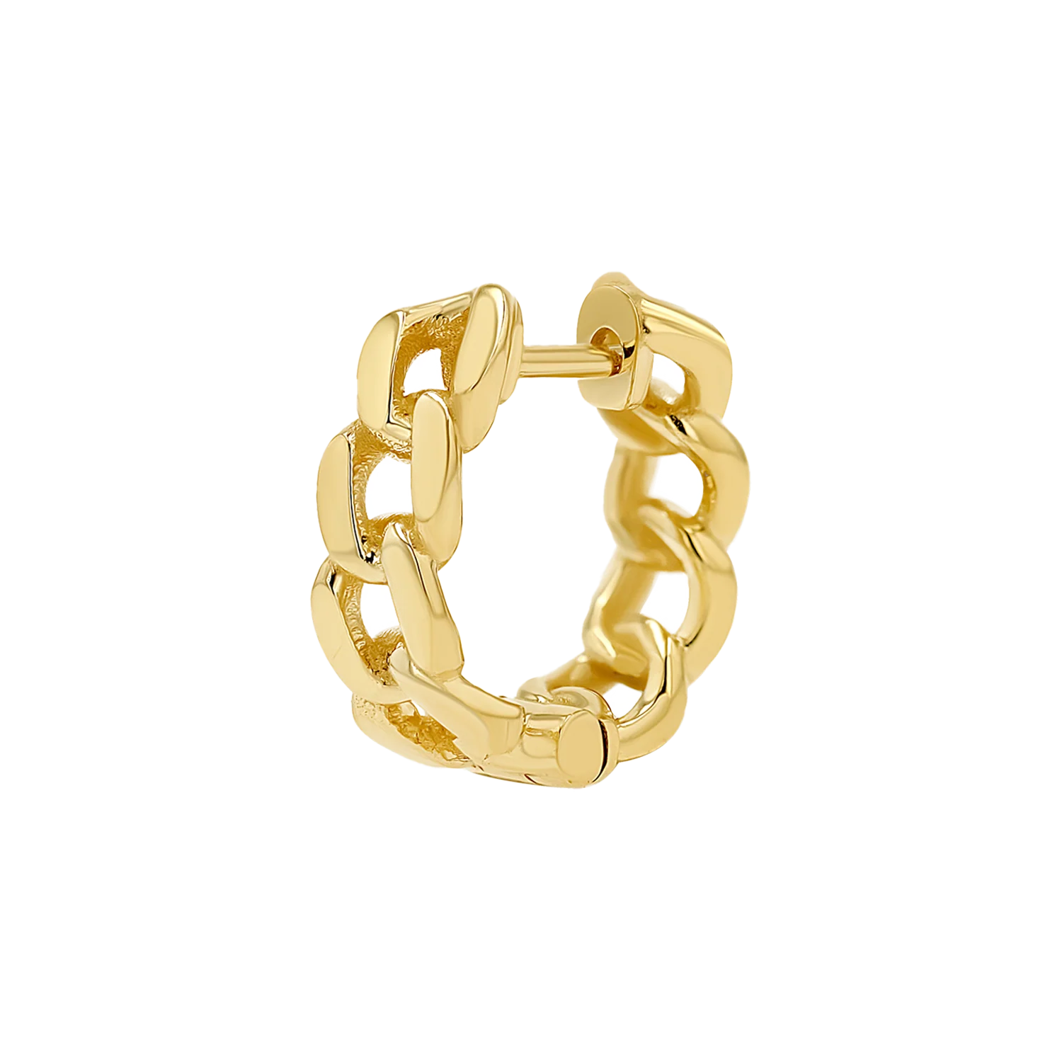 Cuban Link Huggies Hoop Earrings - Image 4