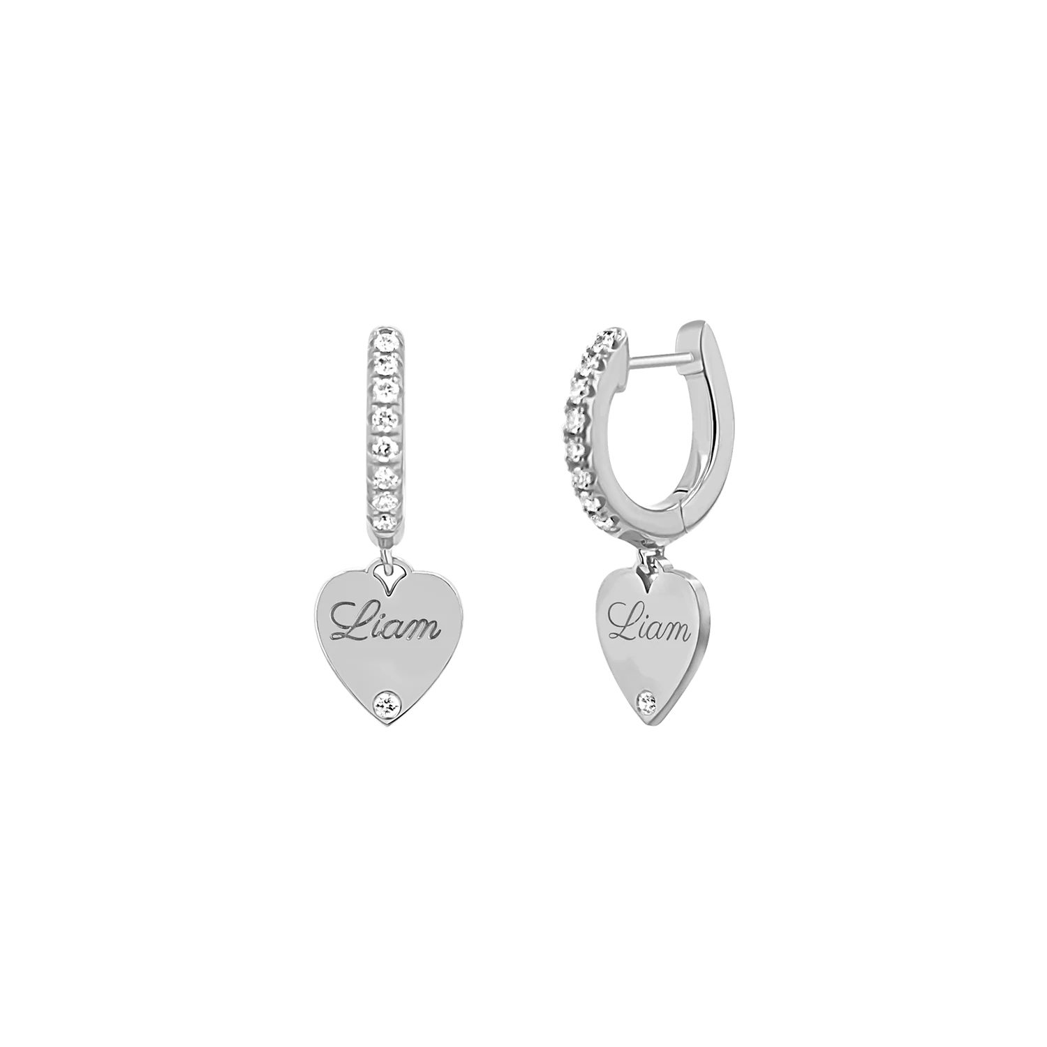 Custom Diamond Heart Huggie Earrings - Image 2