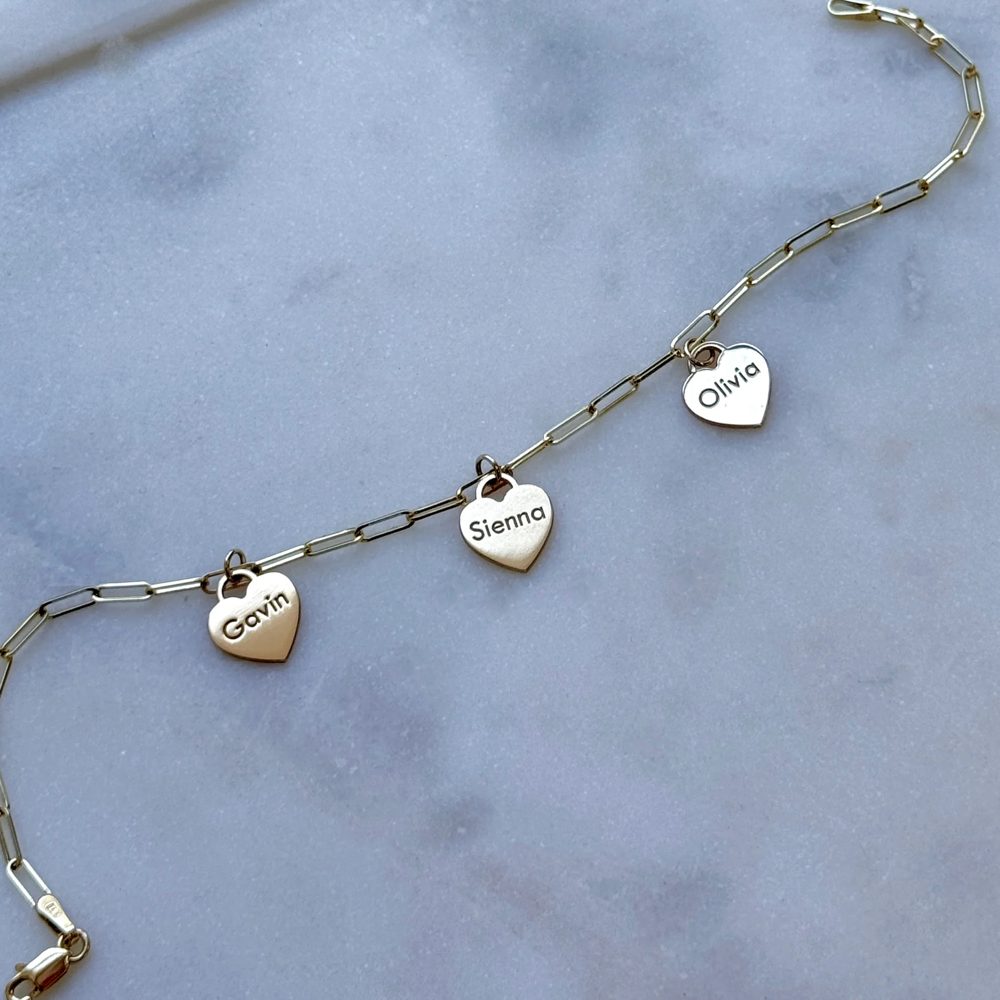 Custom Name Drop Heart Charm Bracelet - Image 4