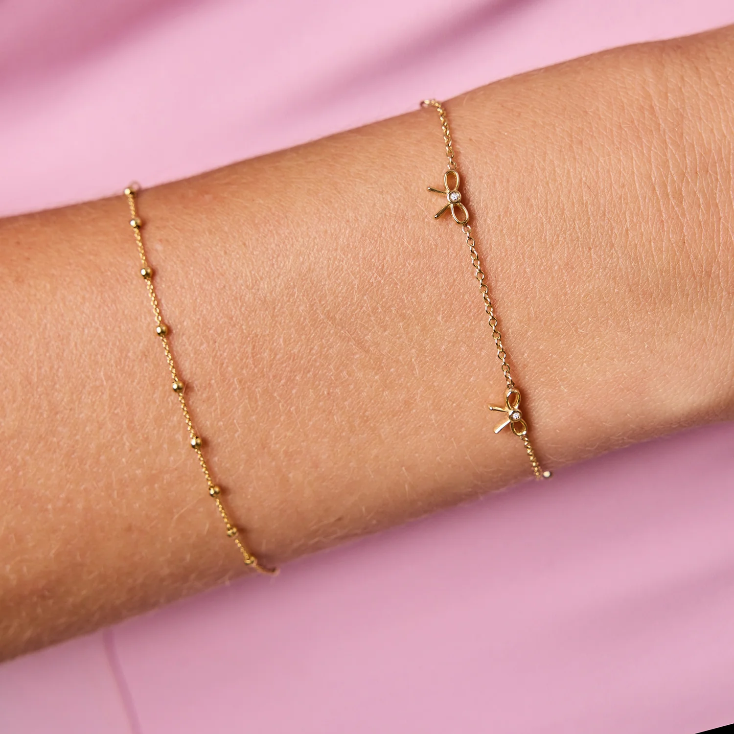 Dainty Diamond Three Bow Bracelet - Image 4
