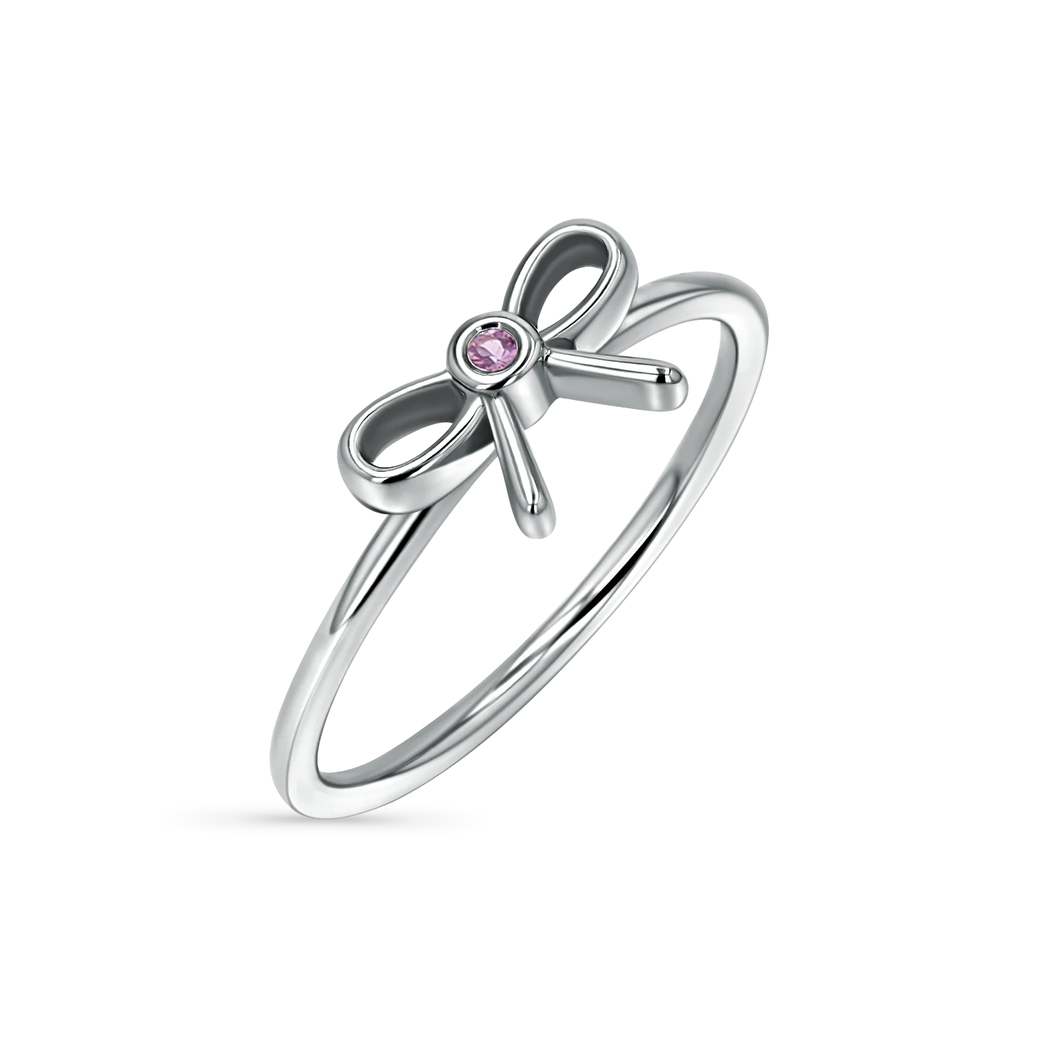 Dainty Pink Sapphire Bow Ring - Image 2