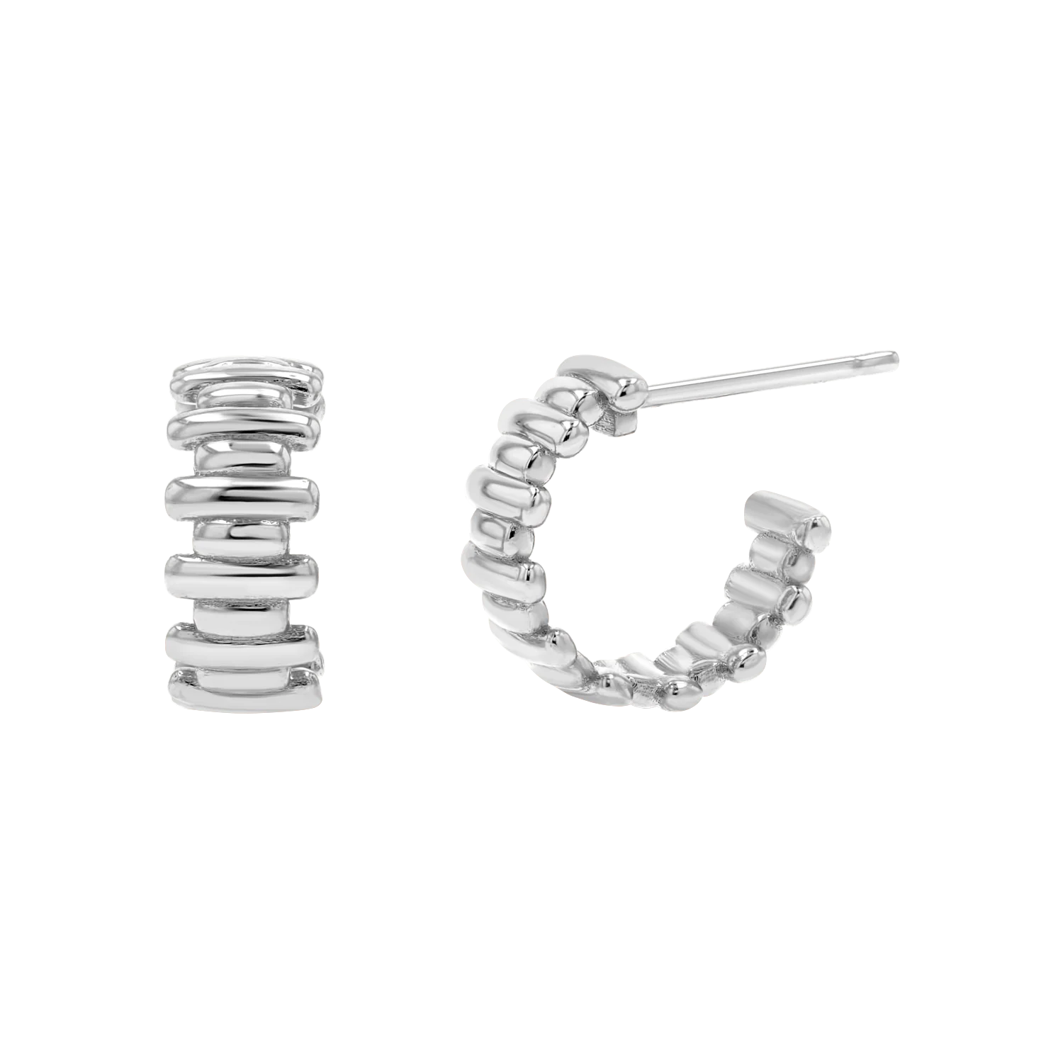 Deco Bar Huggie Hoops - Image 2