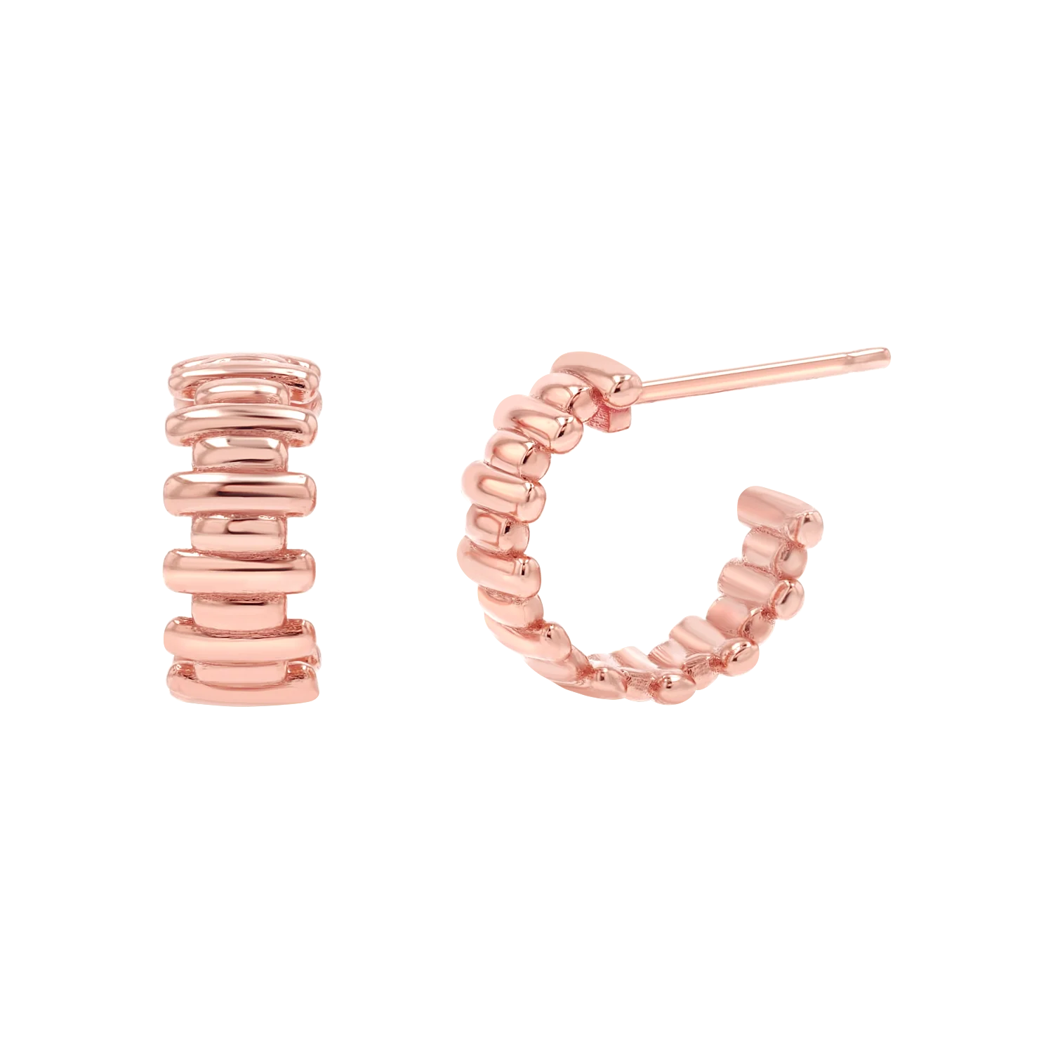 Deco Bar Huggie Hoops - Image 3