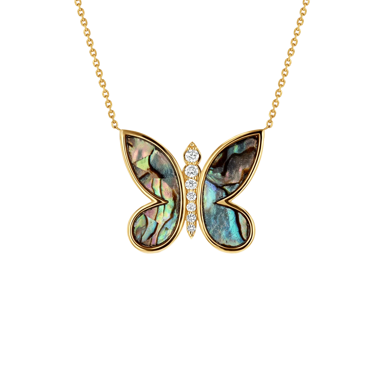 Diamond Abalone Inlay Butterfly Necklace - Image 5