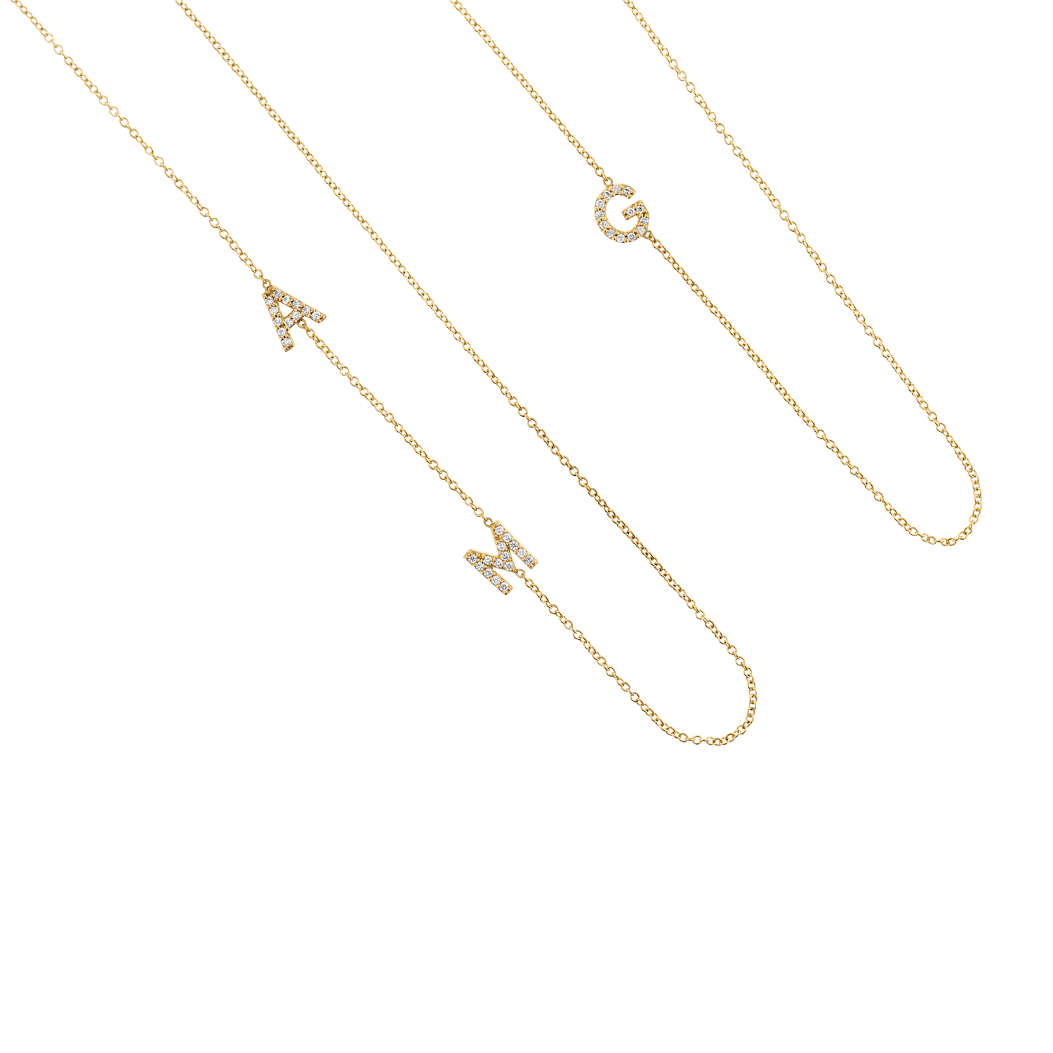 Diamond Asymmetrical Initial Necklace - Image 4