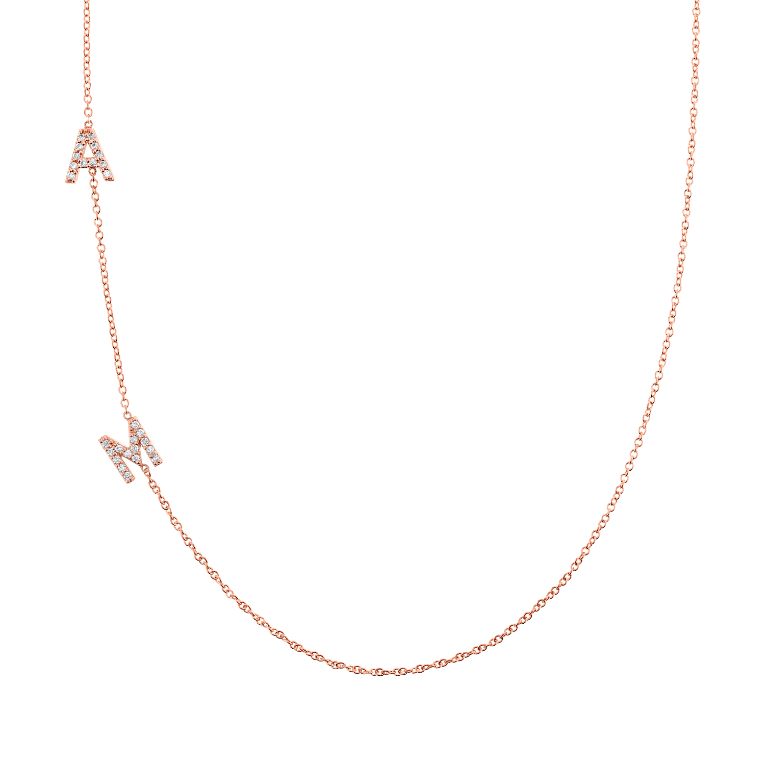 Diamond Asymmetrical Multi Initial Necklace - Image 3