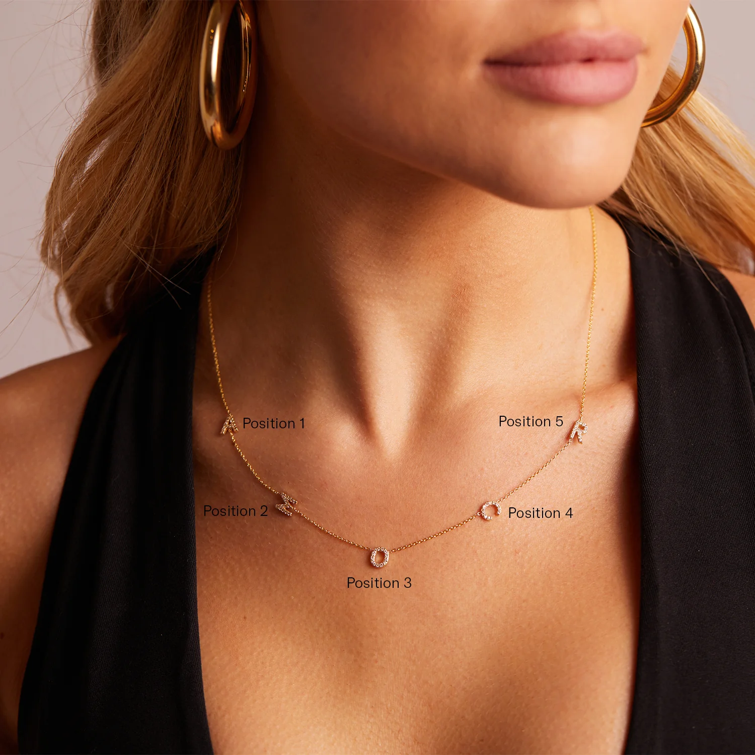 Diamond Asymmetrical Multi Initial Necklace - Image 7