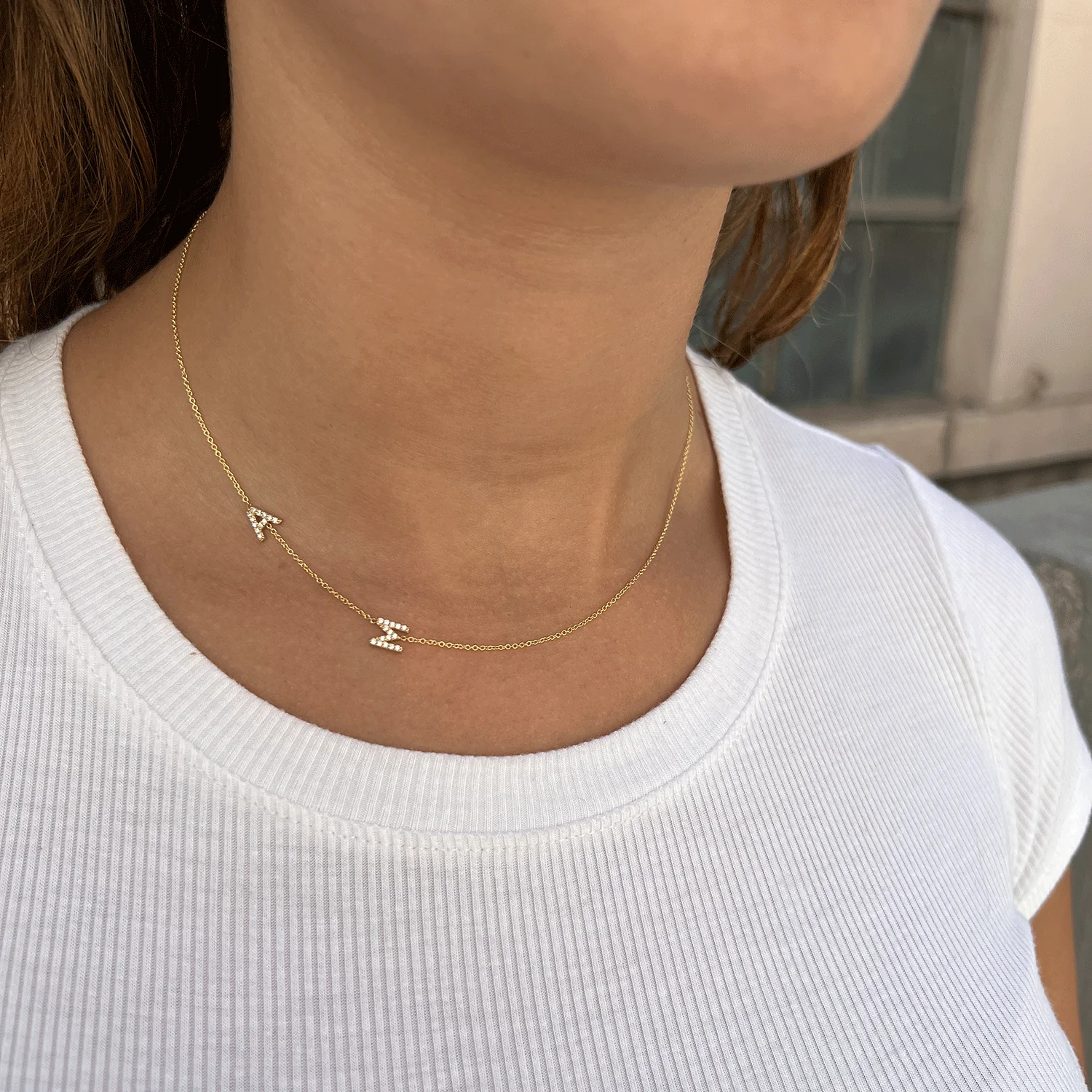 Diamond Asymmetrical Multi Initial Necklace - Image 8