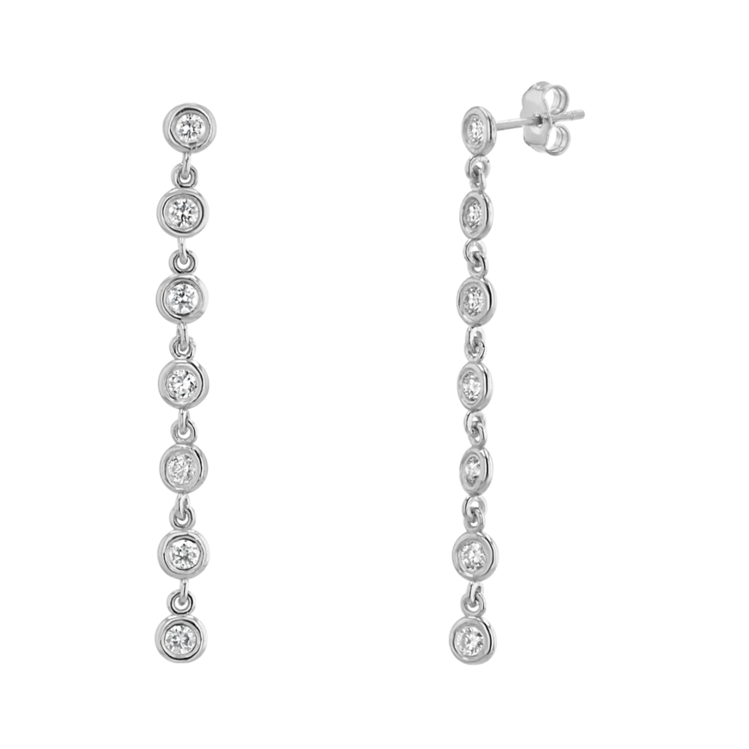 Diamond Bezel Chain Drop Earring - Image 2