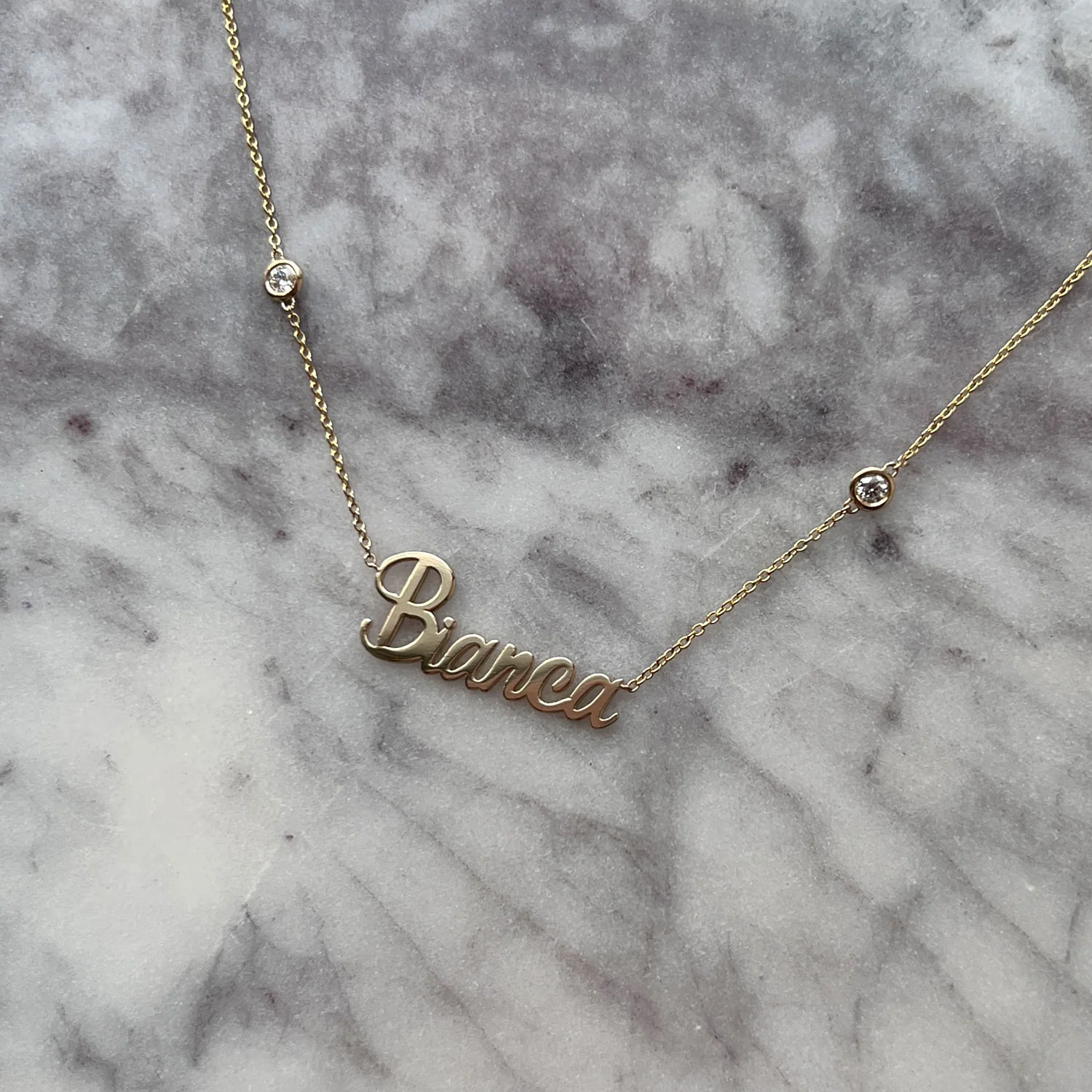 Diamond Bezel Custom Name Necklace - Image 6