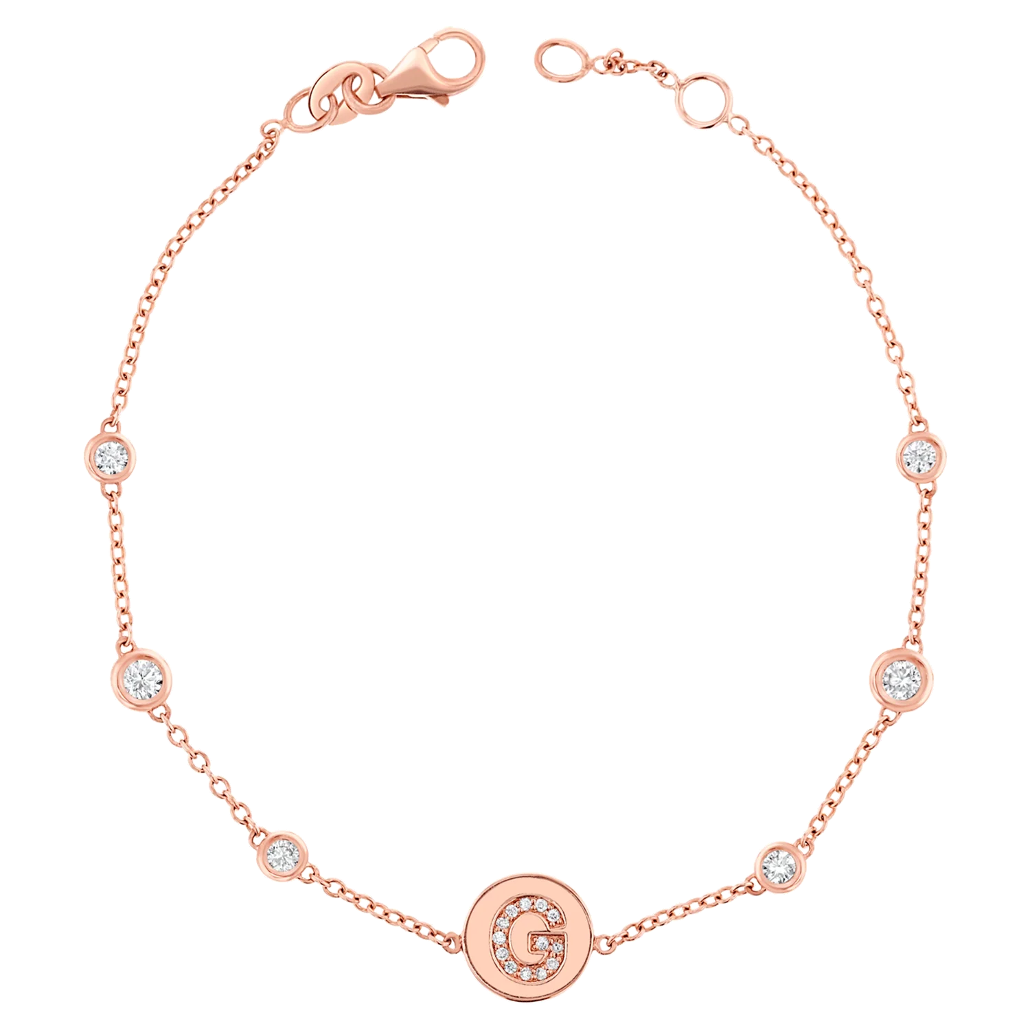 Diamond Bezel Strand Initial Letter Coin Bracelet - Image 3