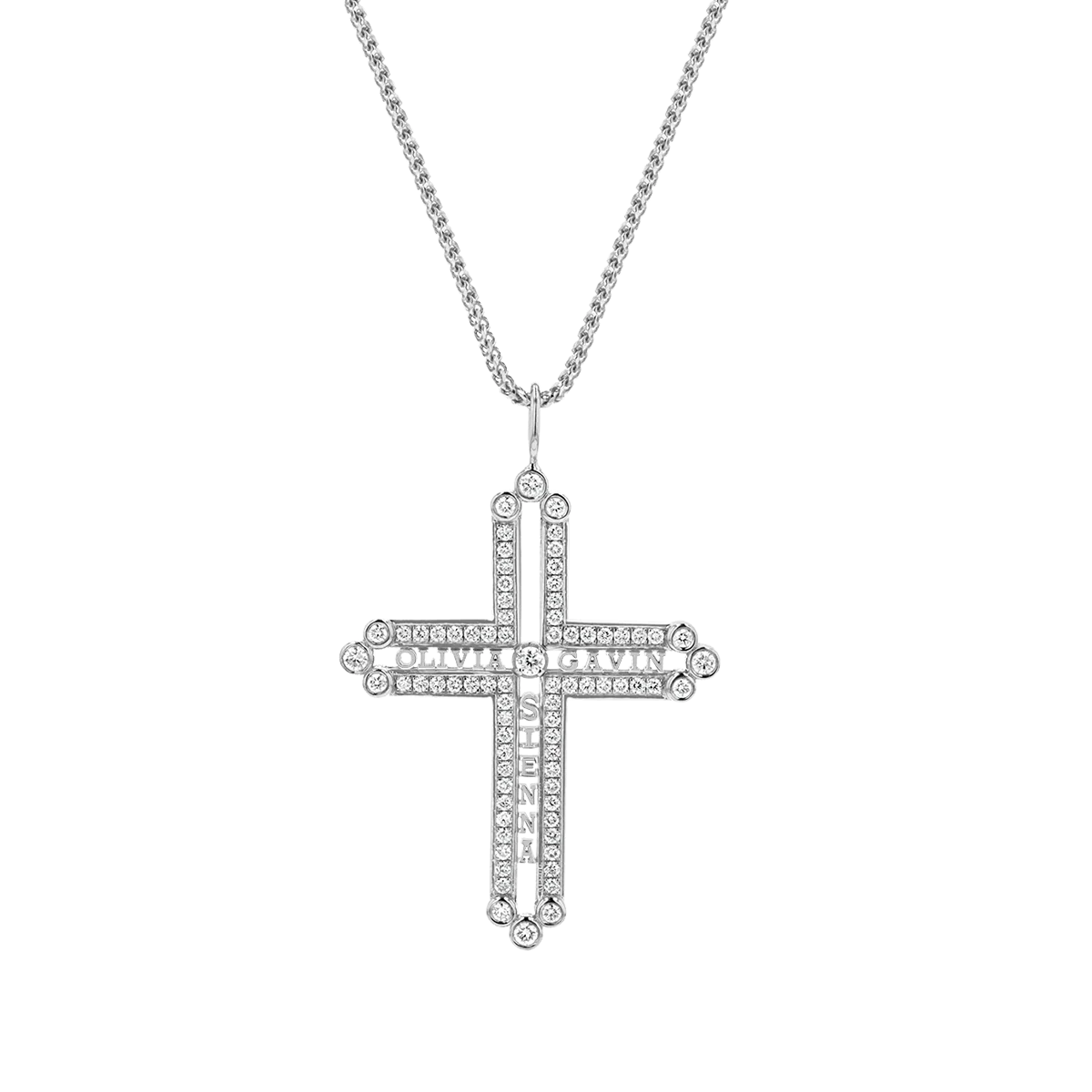 Diamond Custom Name Cross Pendant - Image 2