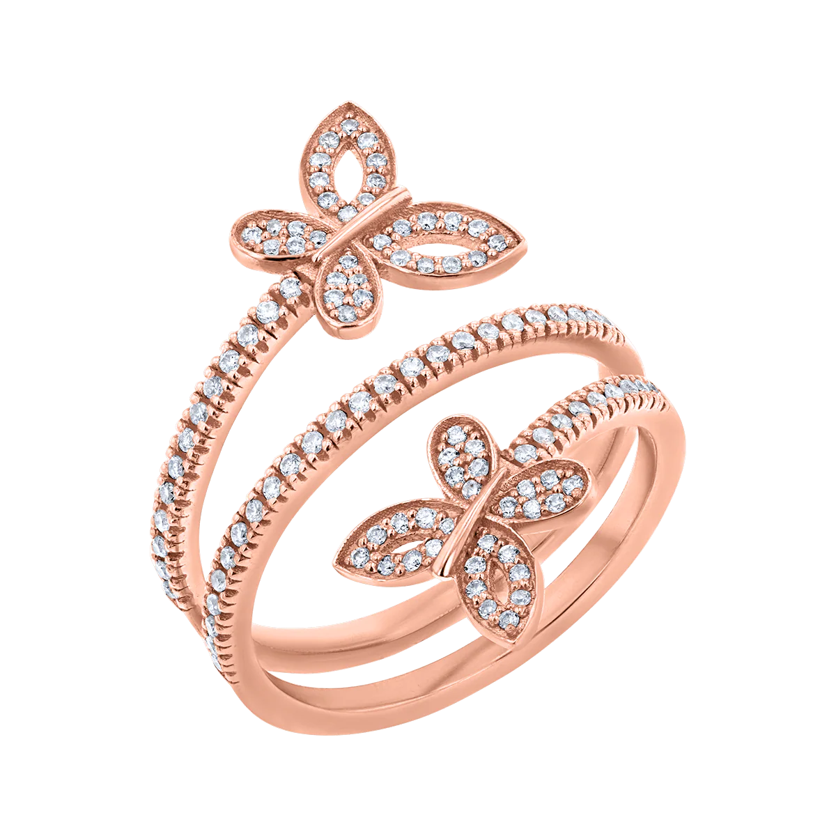 Diamond Double Wrap Butterfly Ring - Image 3