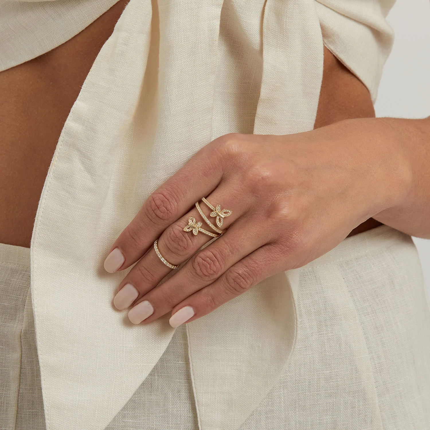 Diamond Double Wrap Butterfly Ring - Image 7