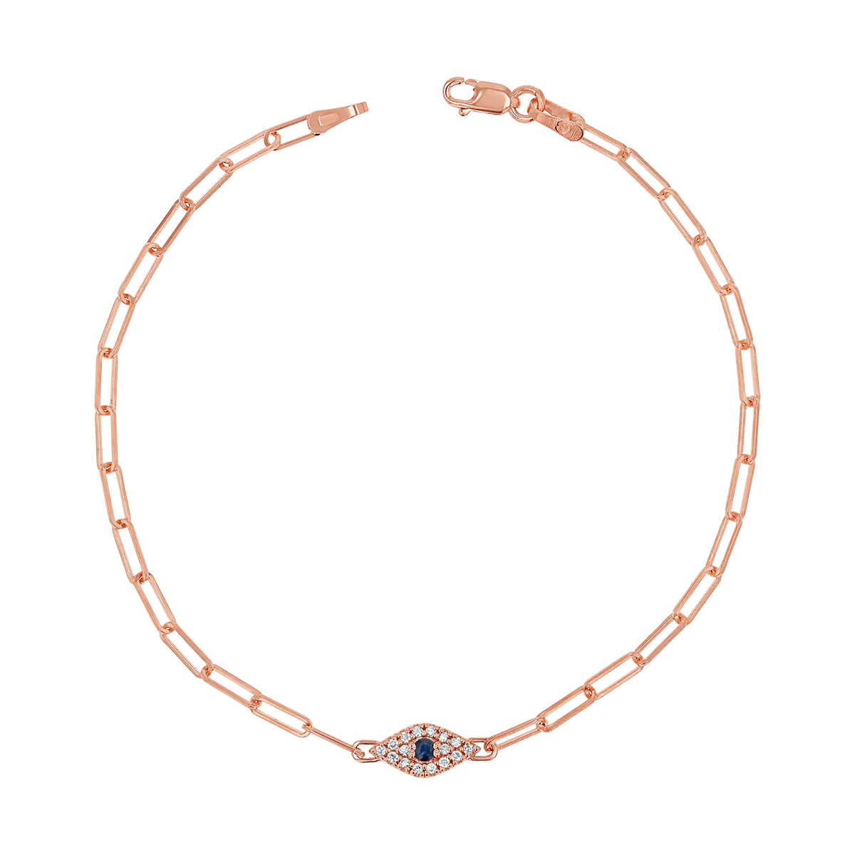 Diamond Evil Eye Paper Clip Bracelet - Image 3