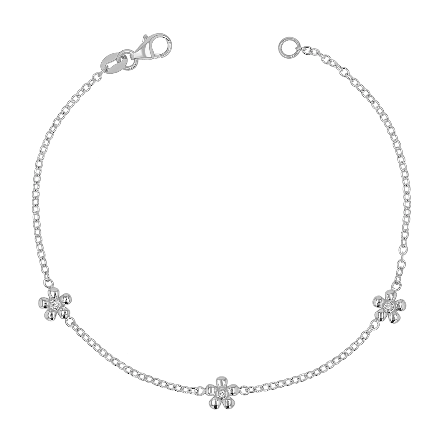 Diamond Flower Chain Bracelet - Image 2