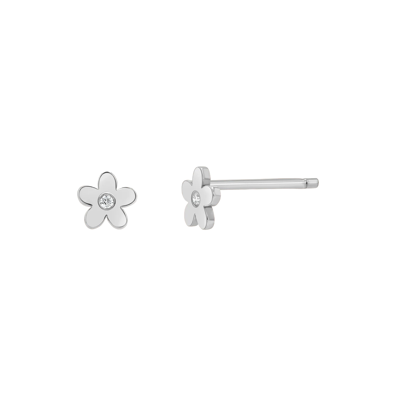 Diamond Flower Stud Earrings - Image 2
