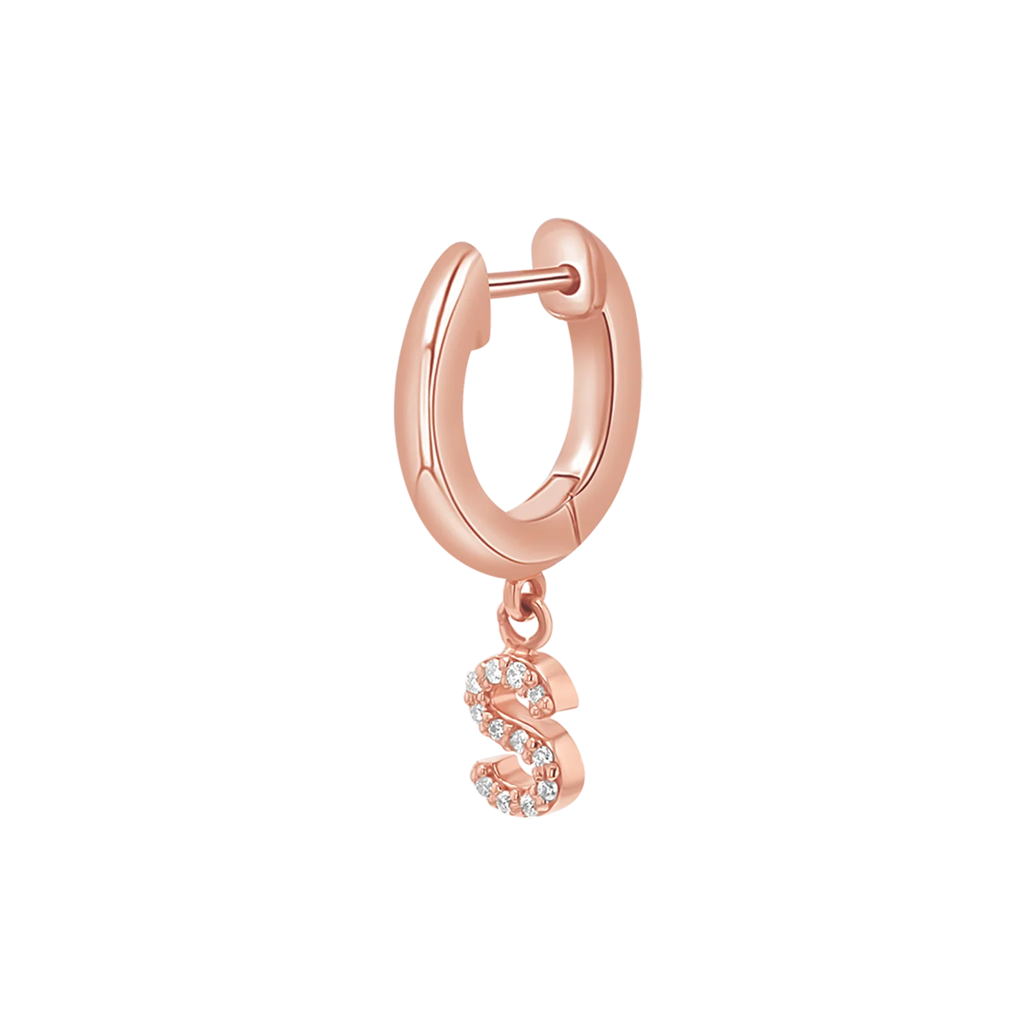 Diamond Initial Charm Drop Huggies - Image 6