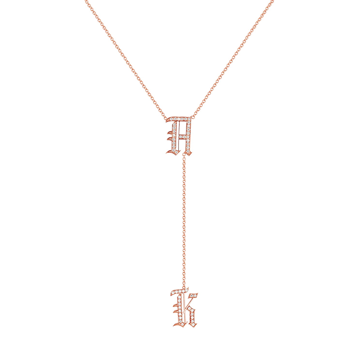 Diamond Old English Letter Drop Necklace - Image 7