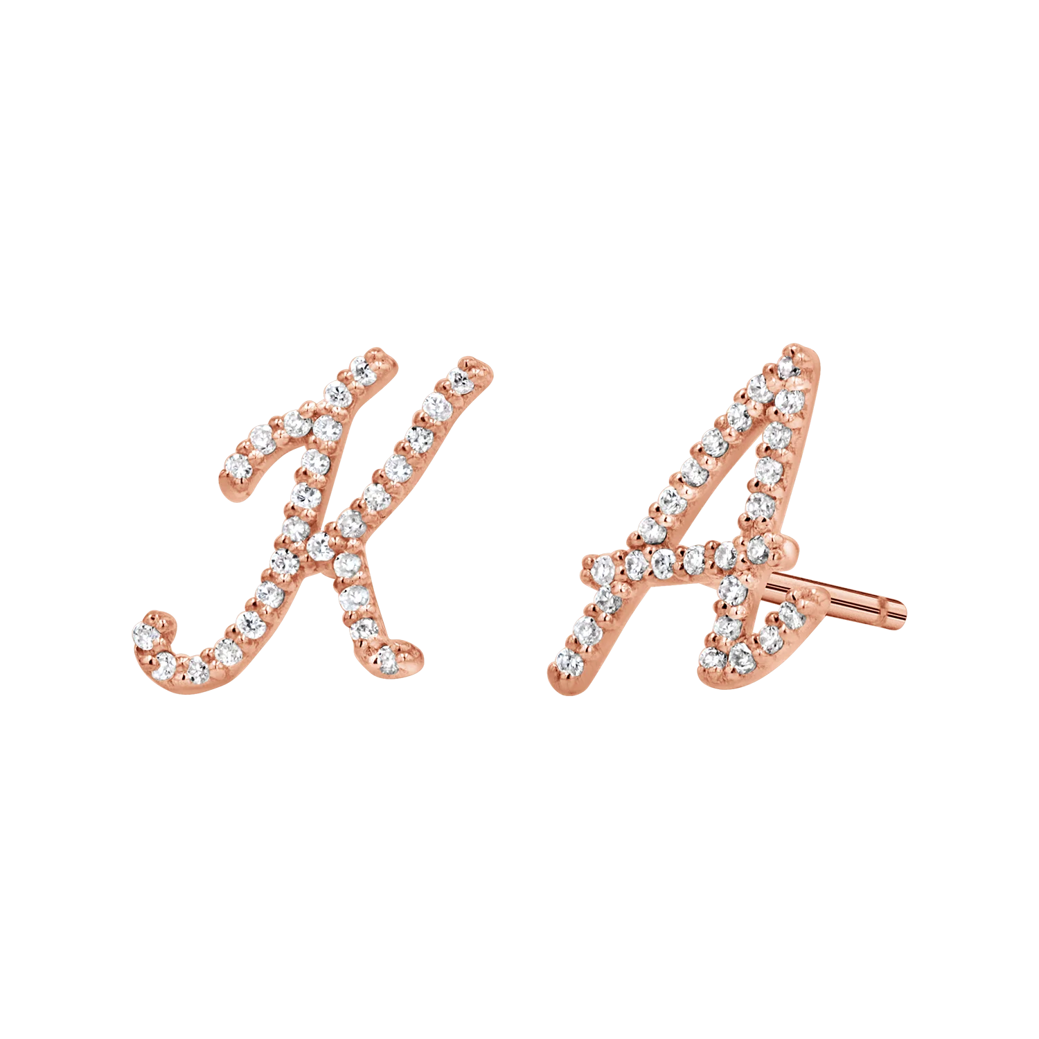 Diamond Pave Script Letter Stud - Image 3