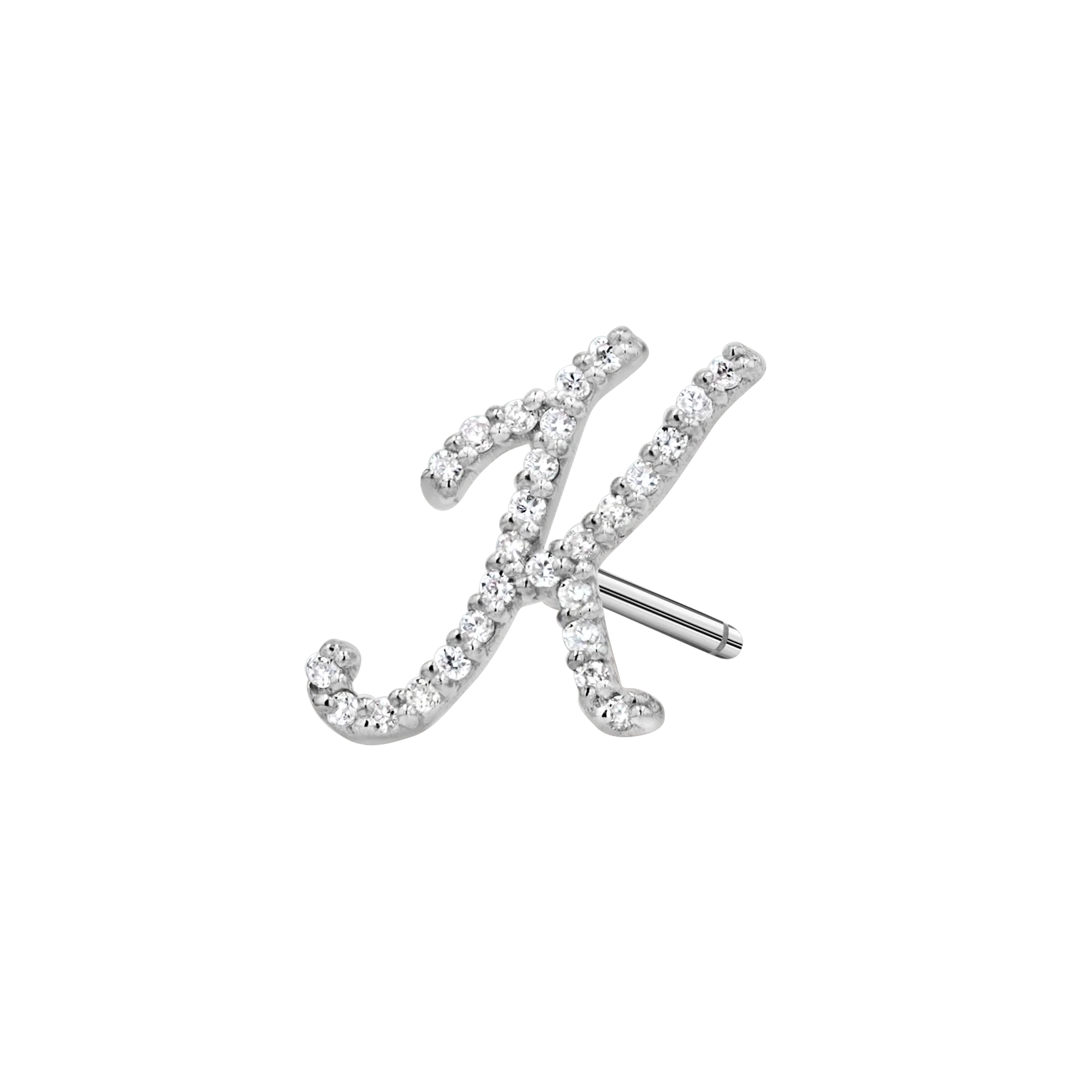 Diamond Pave Script Letter Stud - Image 5