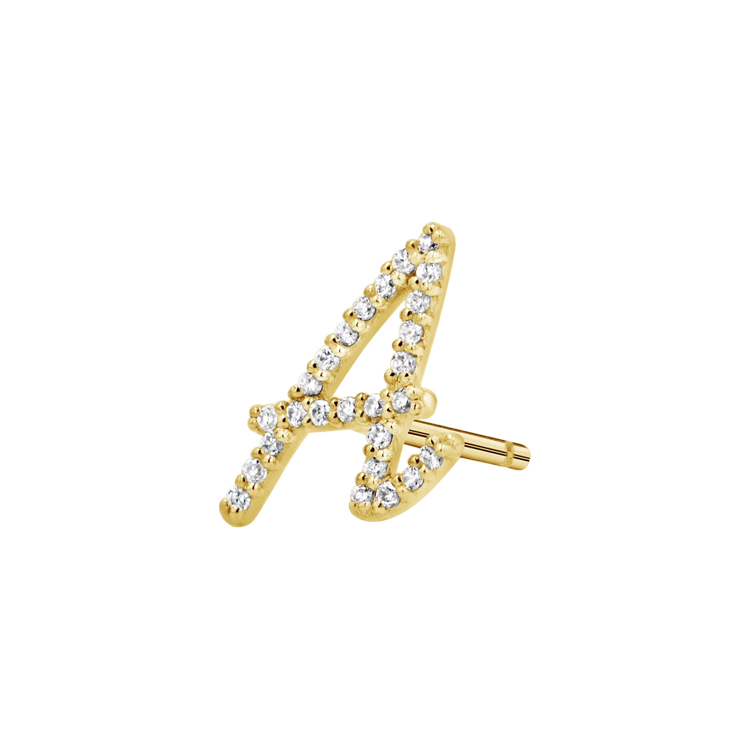 Diamond Pave Script Letter Stud - Image 7