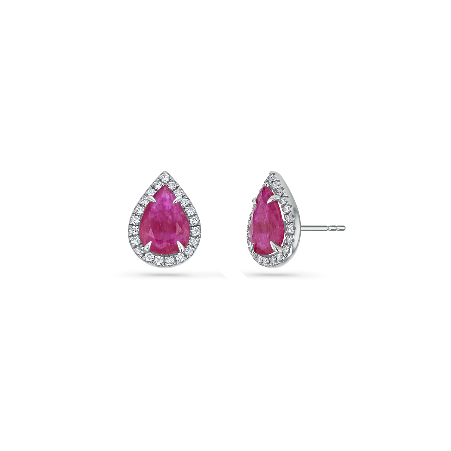 Diamond Pave Teardrop Ruby Studs - Image 3