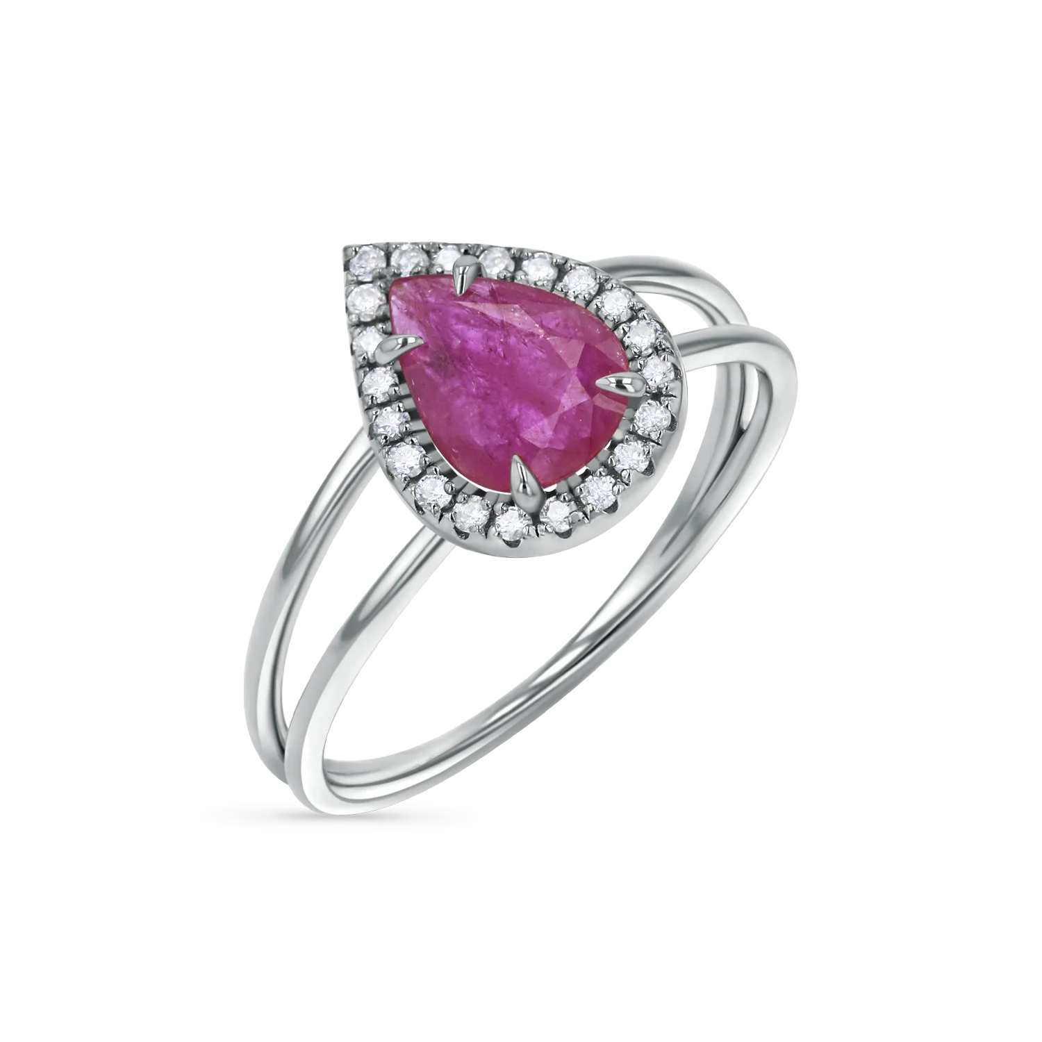Diamond Pave Teardrop Ruby Ring - Image 2