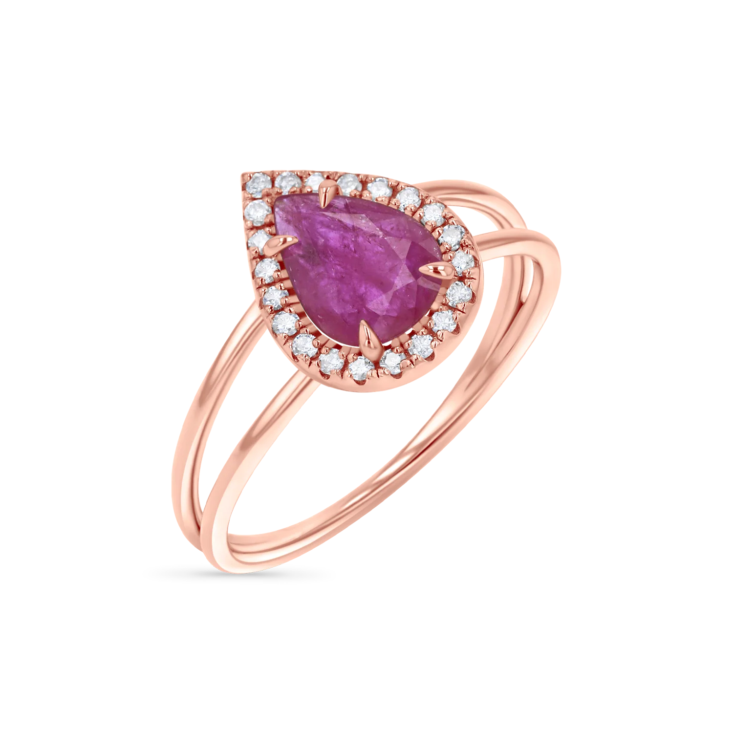 Diamond Pave Teardrop Ruby Ring - Image 3