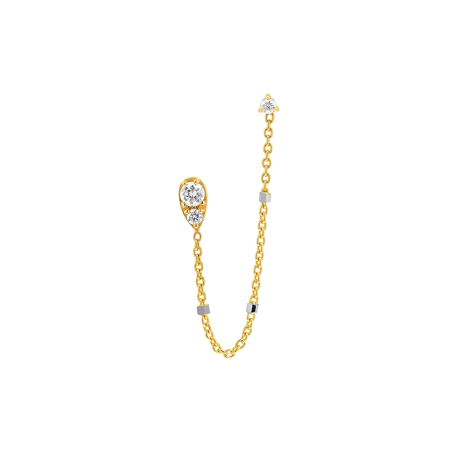 Diamond Pear Chain Duo Stud Earrings - Image 4