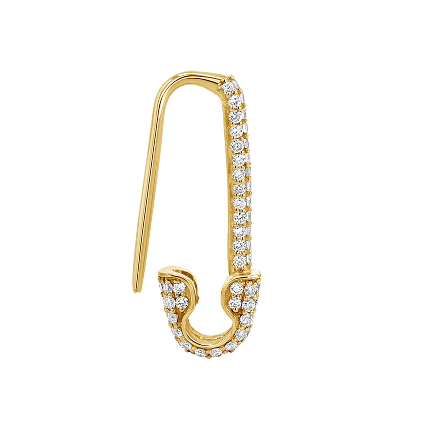 Diamond Safety Pin Earrings - Image 6