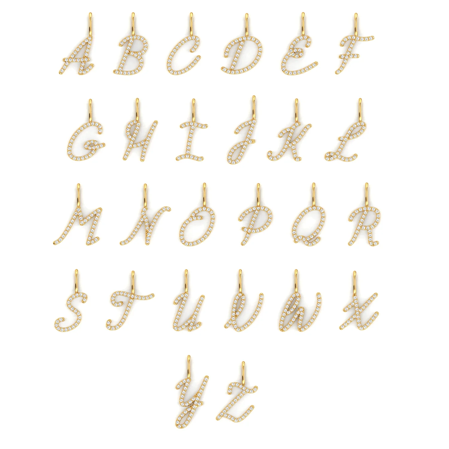 Diamond Script Letter Charm - Image 6