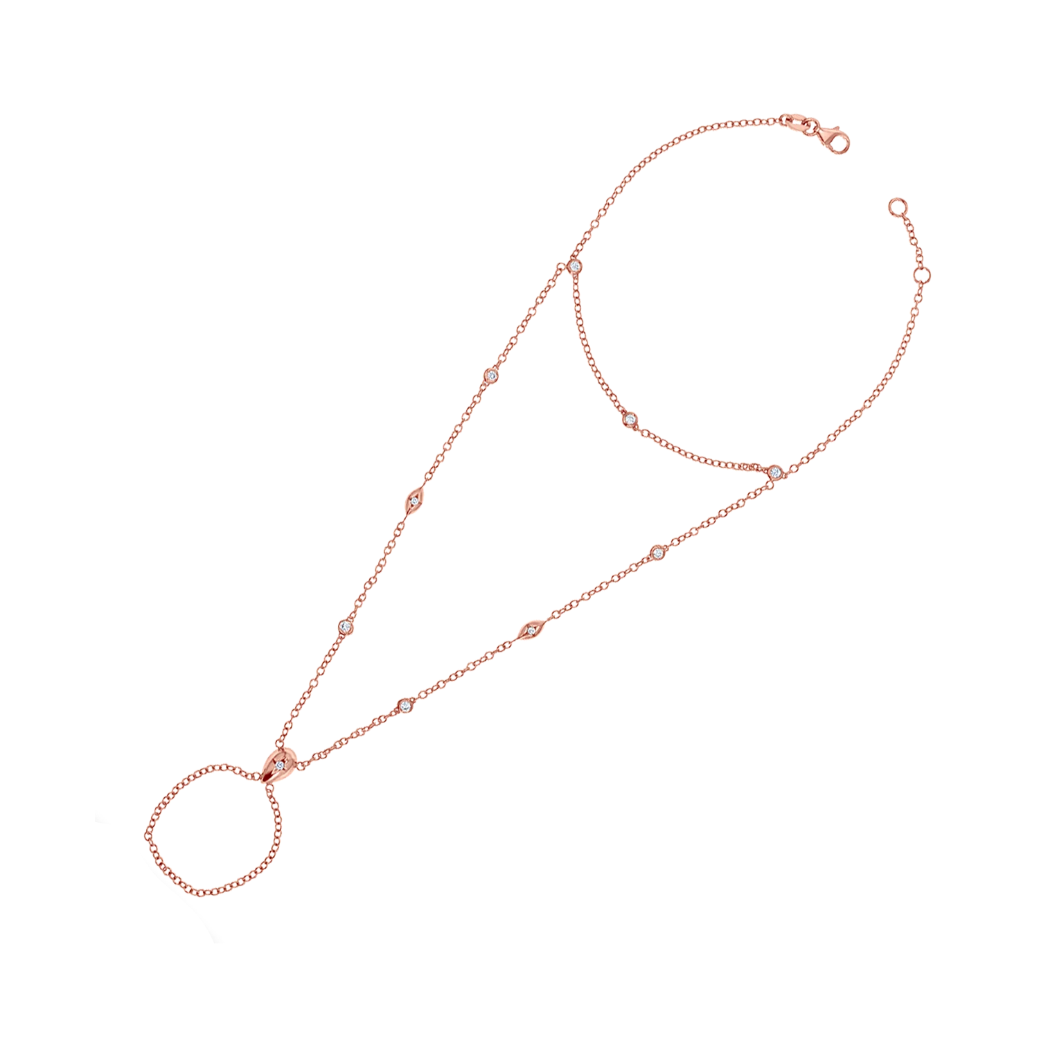Diamond Starset Teardrop Bezel Hand Chain - Image 3