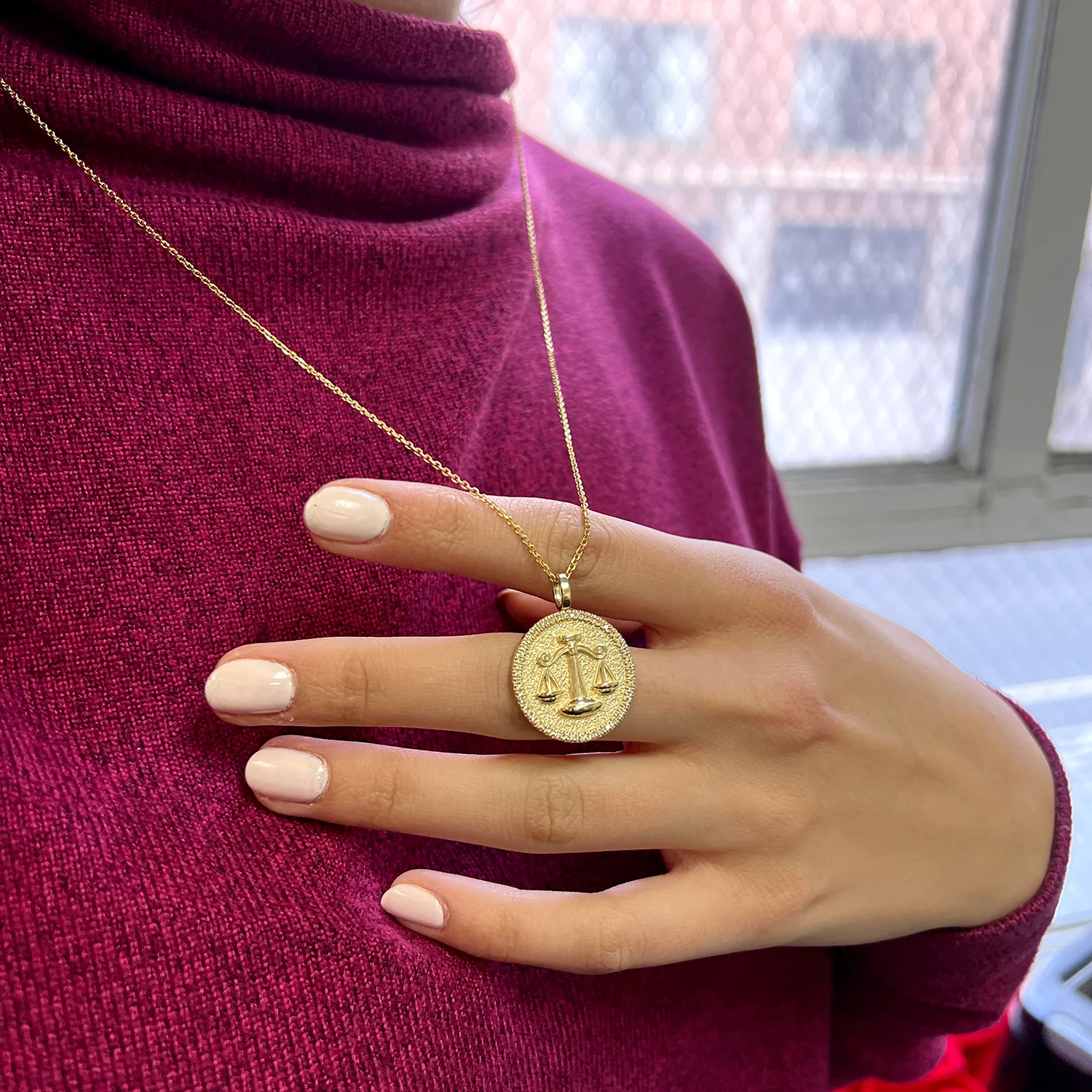 Diamond Zodiac Coin Medallion Necklace - Image 37