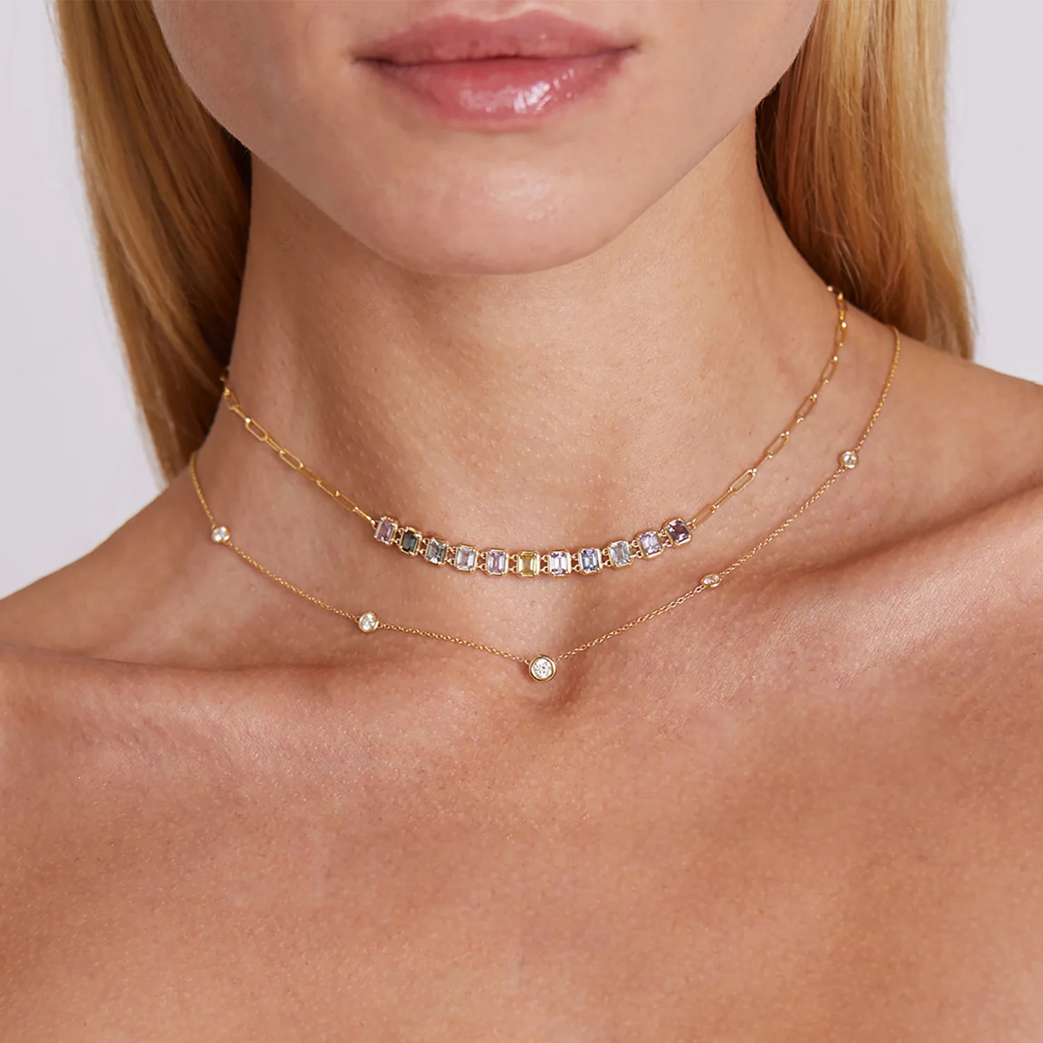 Emerald Cut Sapphire Choker Necklace - Image 5
