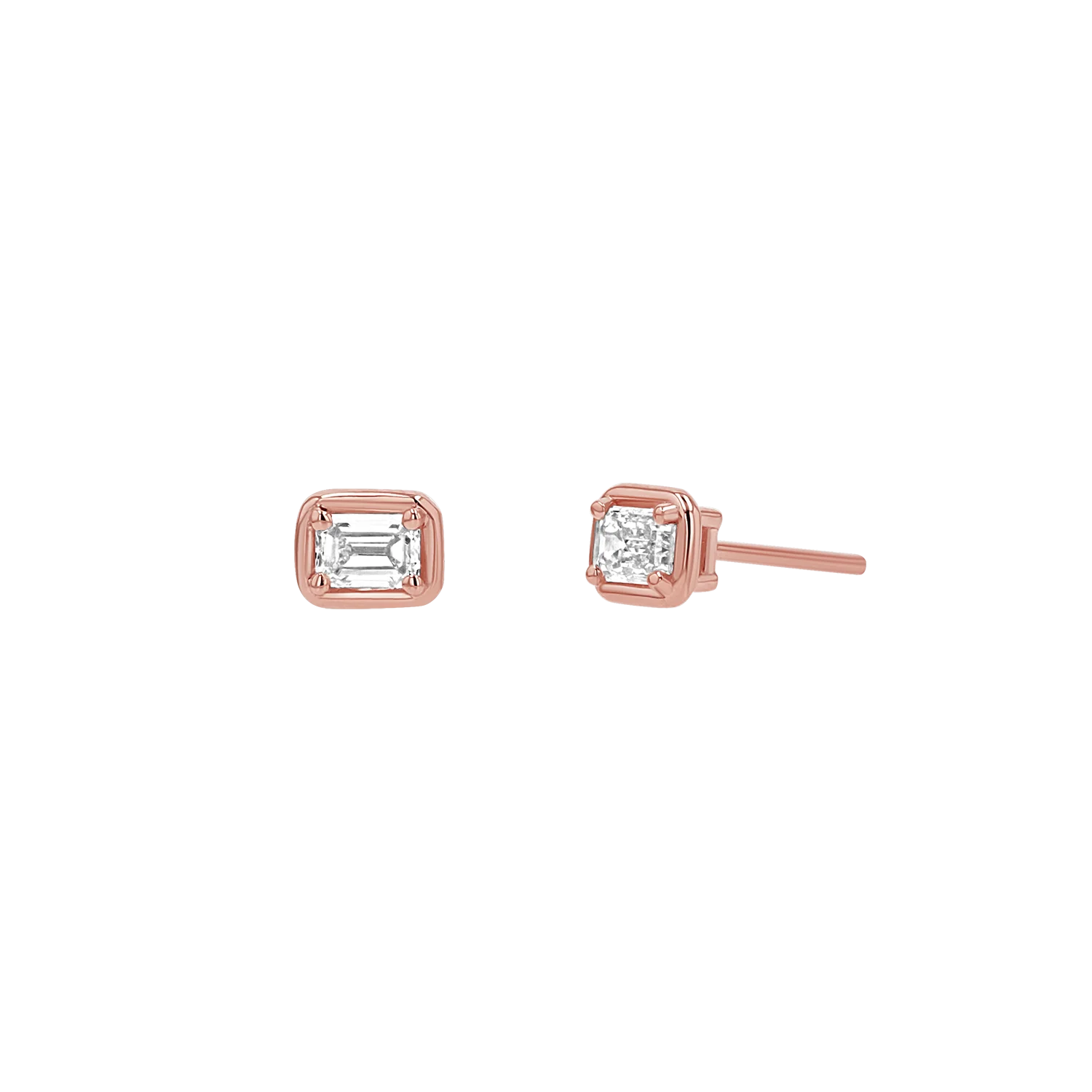 Emerald Diamond Stud Earrings - Image 3