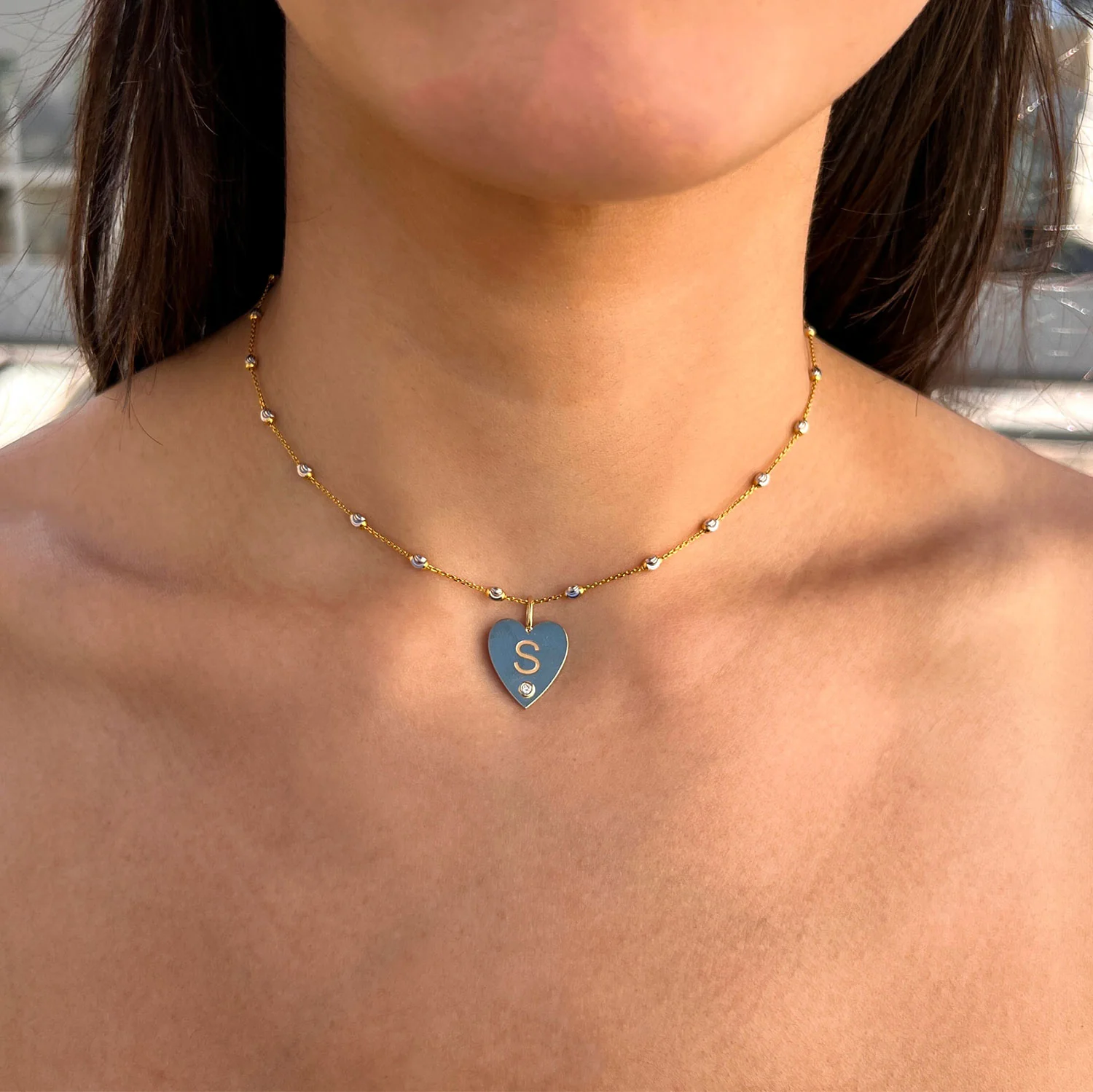 Engravable Diamond Initial Heart Charm - Image 4