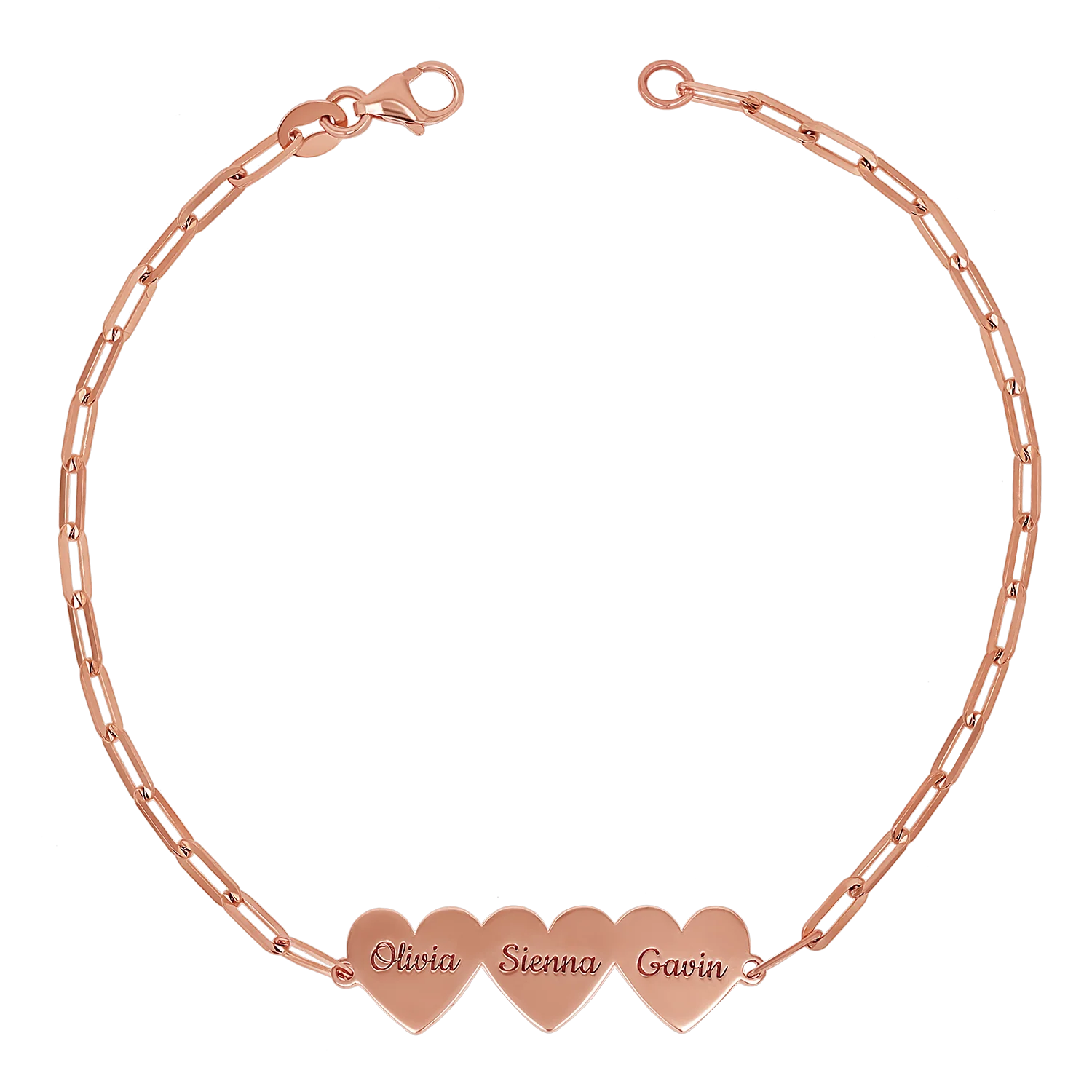 Engravable Multi Heart Paper Clip Bracelet - Image 3