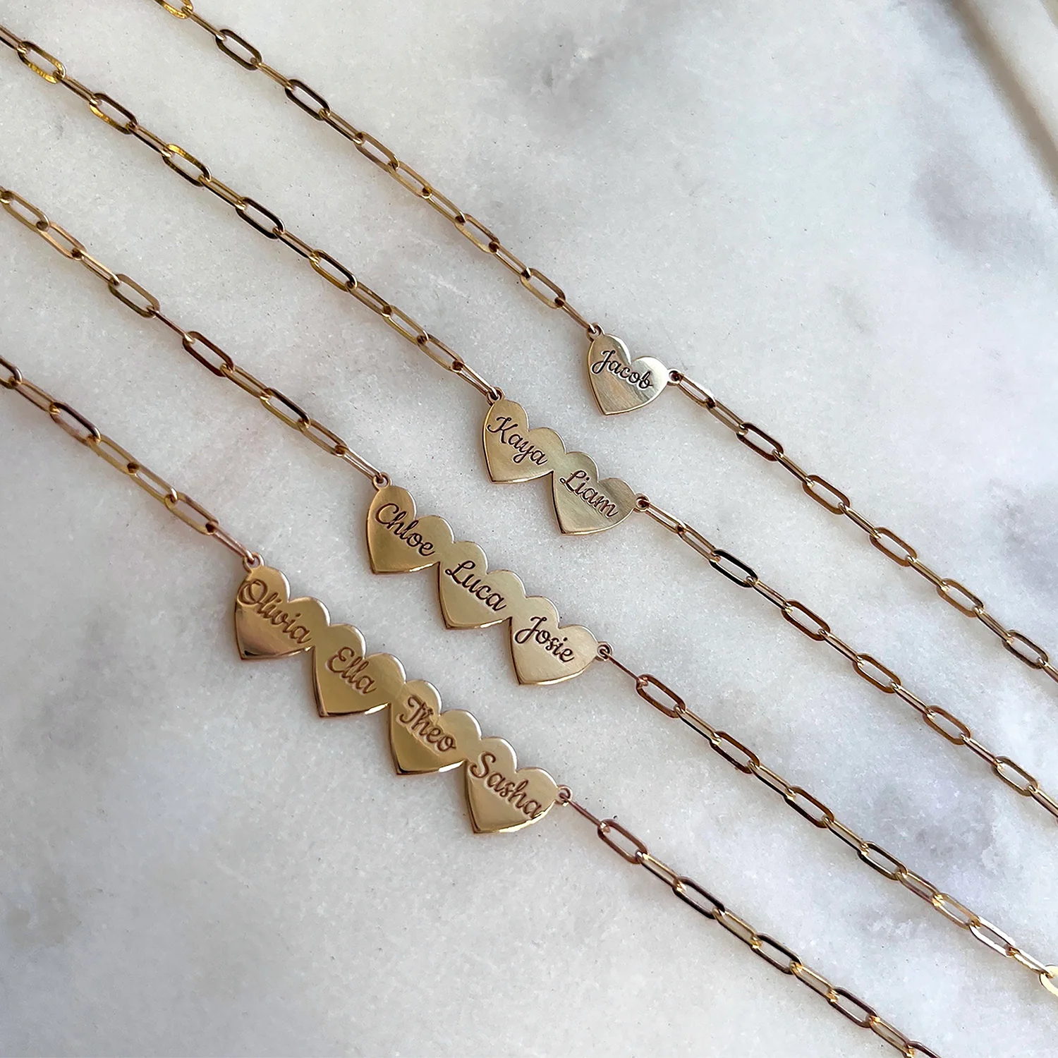 Engravable Multi Heart Paper Clip Necklace - Image 13