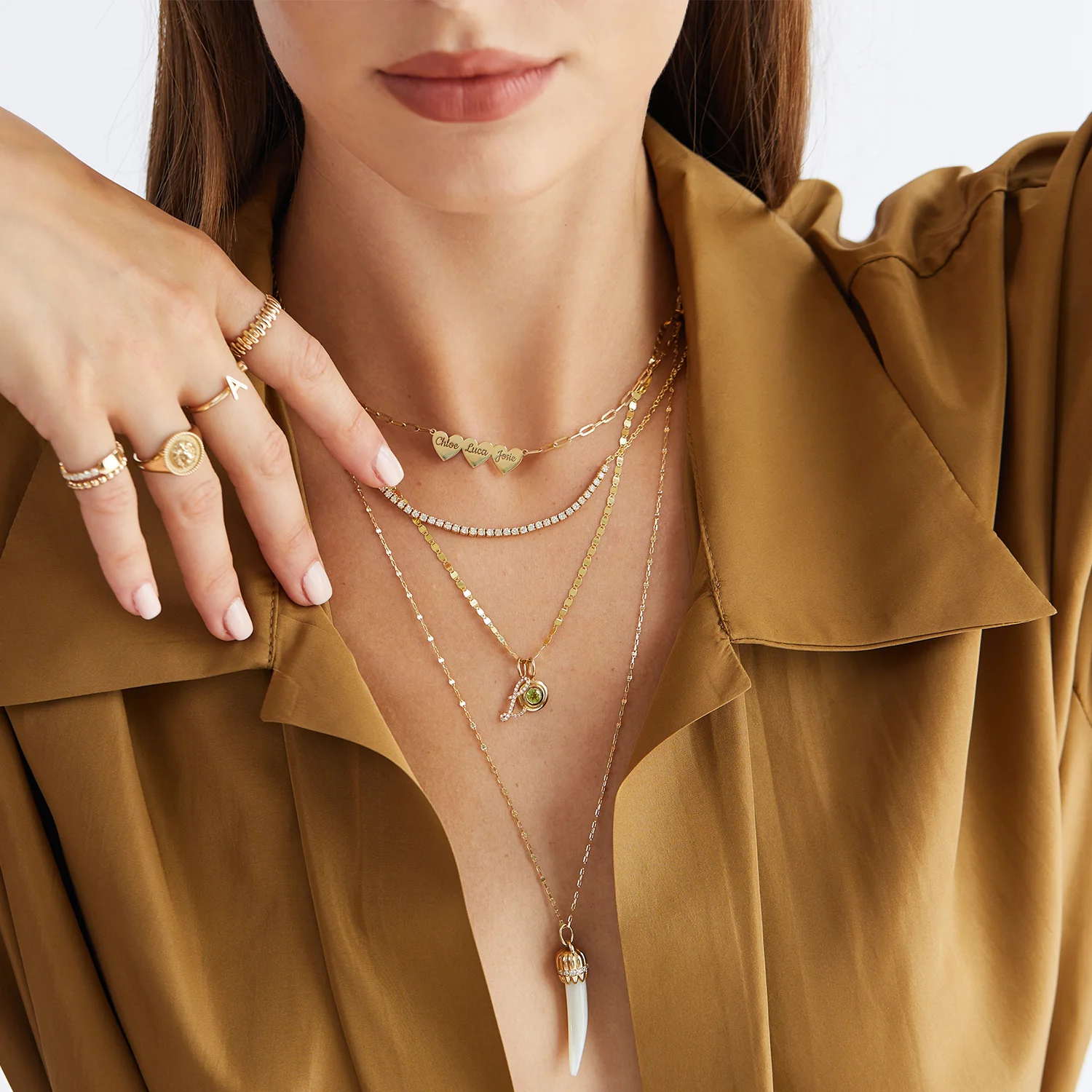 Engravable Multi Heart Paper Clip Necklace - Image 14