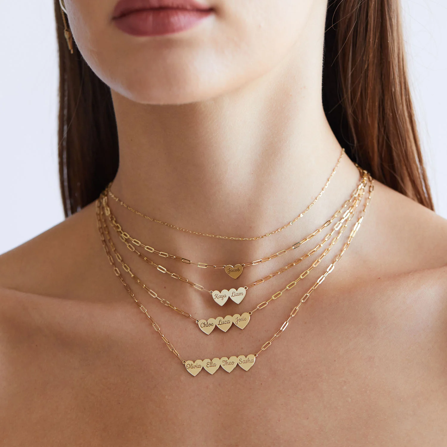 Engravable Multi Heart Paper Clip Necklace - Image 15