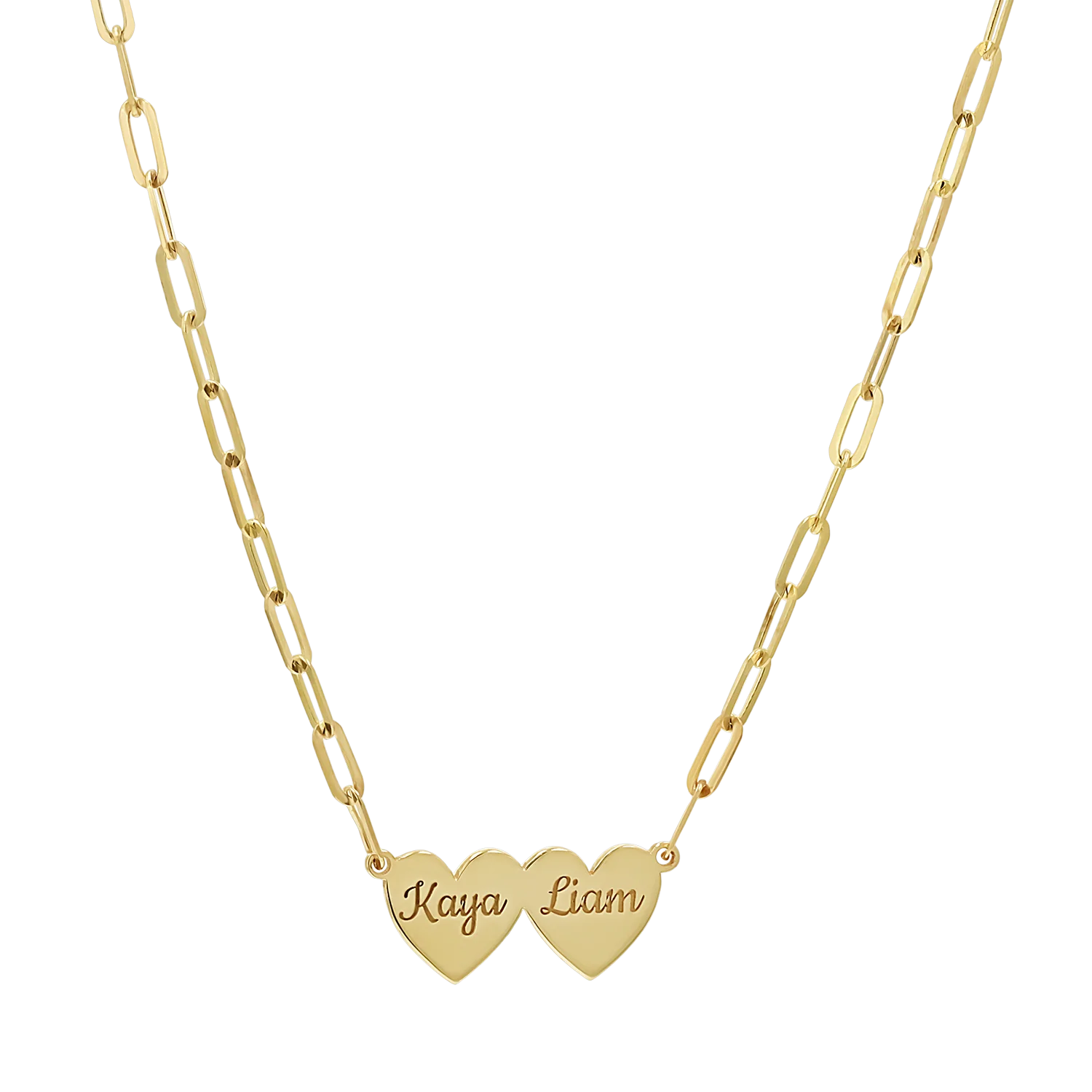 Engravable Multi Heart Paper Clip Necklace - Image 2